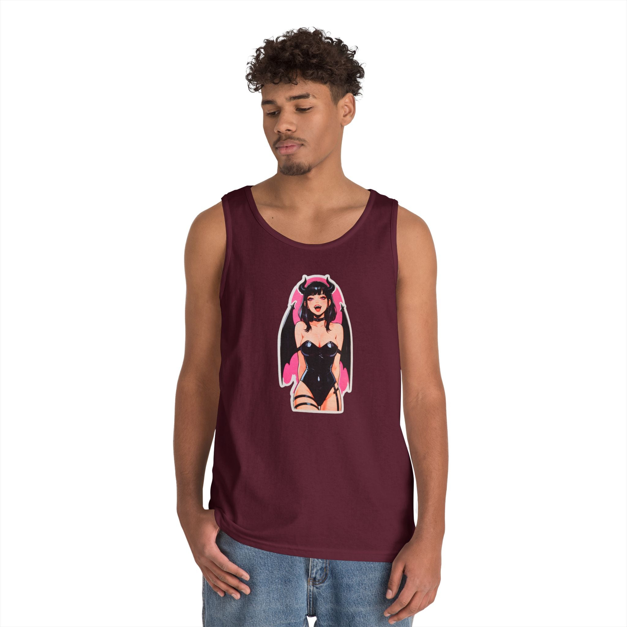 Succubus Ahegao Dark Gothic Heavy Cotton Tank Top