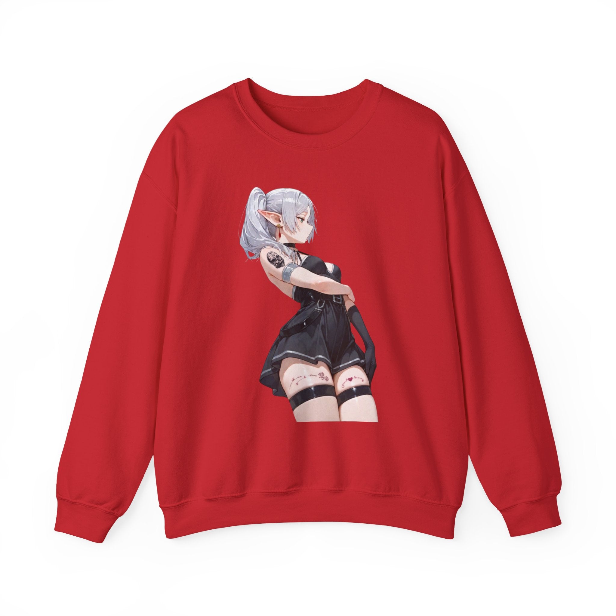Sexy Frieren Tattooed Black Outfit Unisex Heavy Blend™ Crewneck Sweatshirt