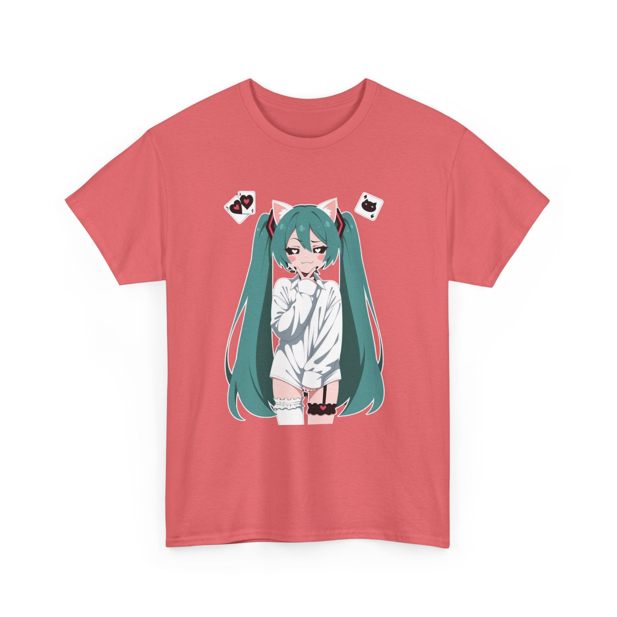 Hatsune Miku Catgirl Cute Anime Unisex Heavy Cotton Tee