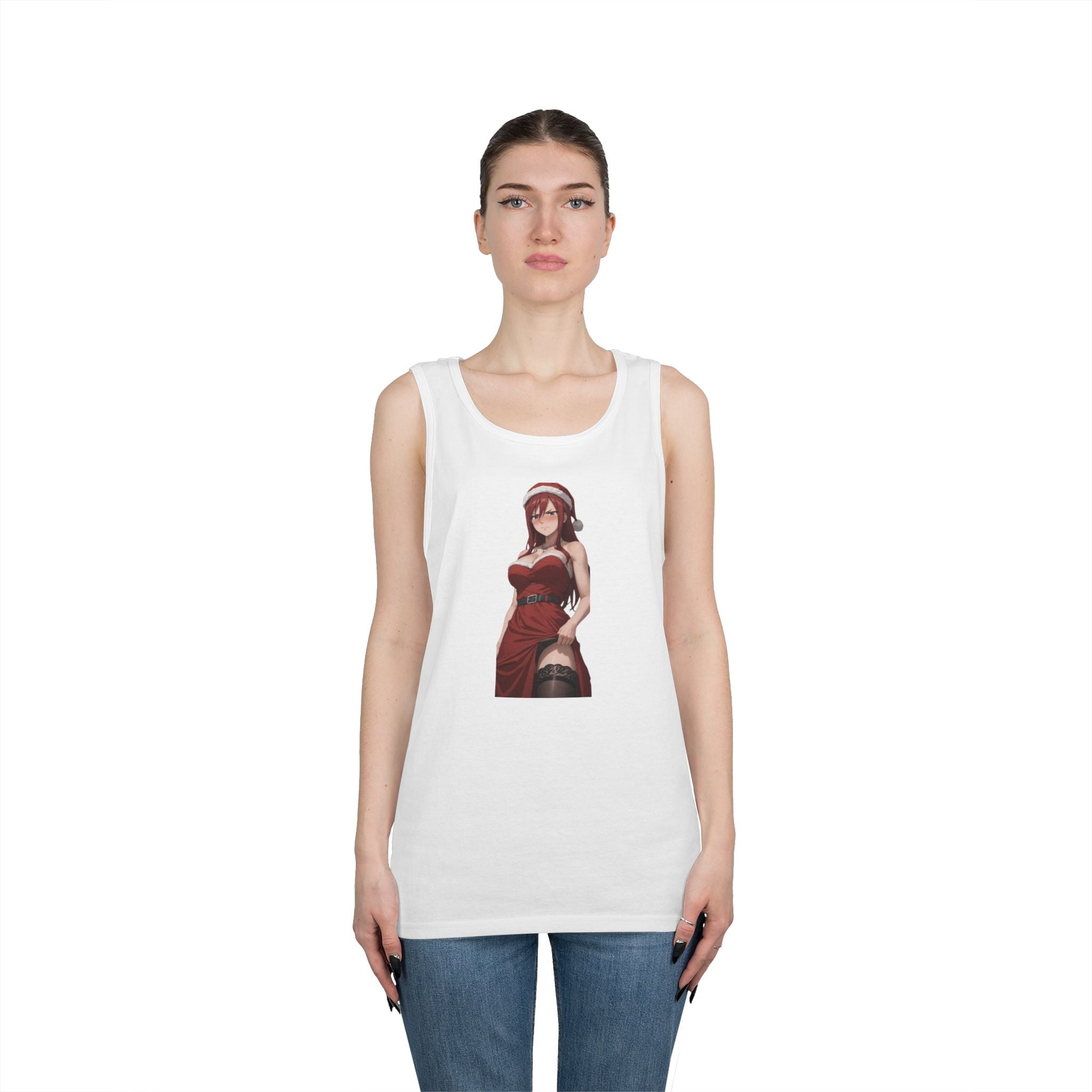 Ezra Scarlet Christmas Themed Angry Anime Heavy Cotton Tank Top