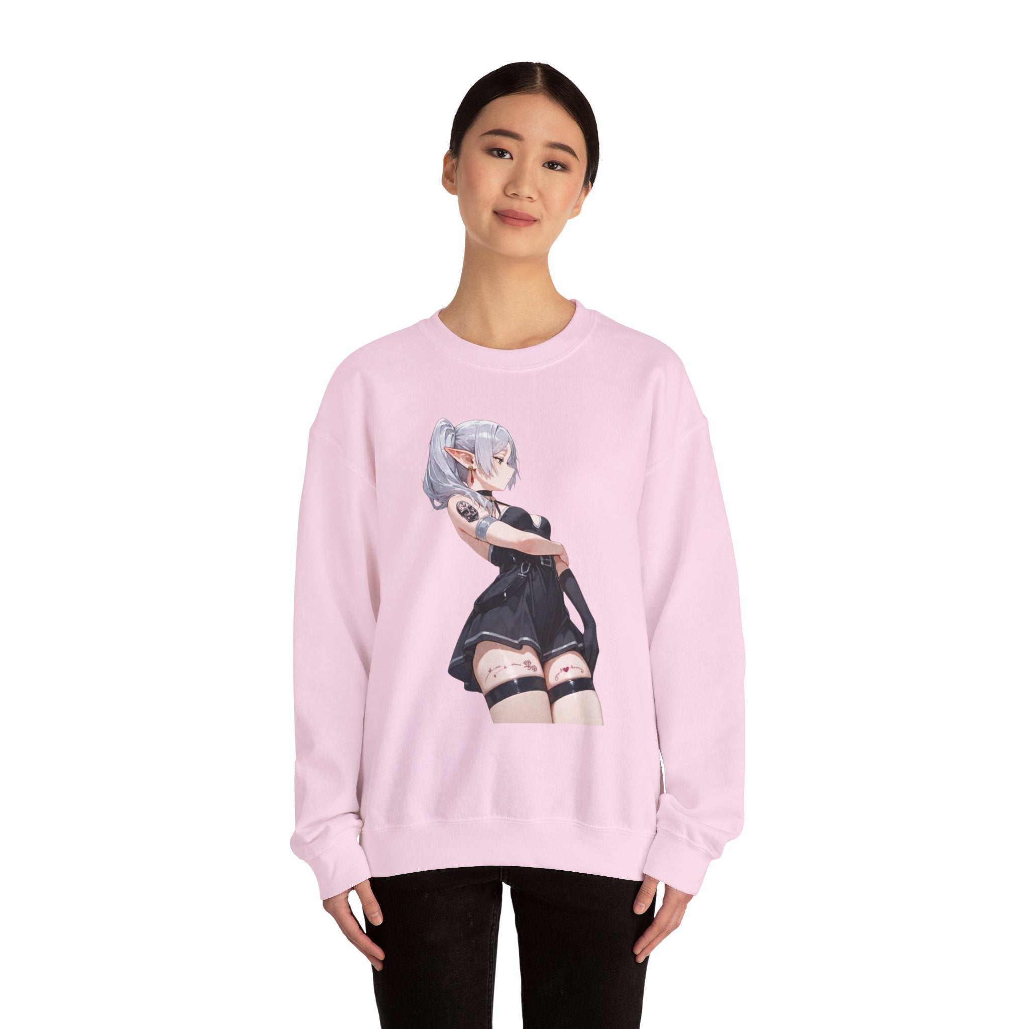 Sexy Frieren Tattooed Black Outfit Unisex Heavy Blend™ Crewneck Sweatshirt