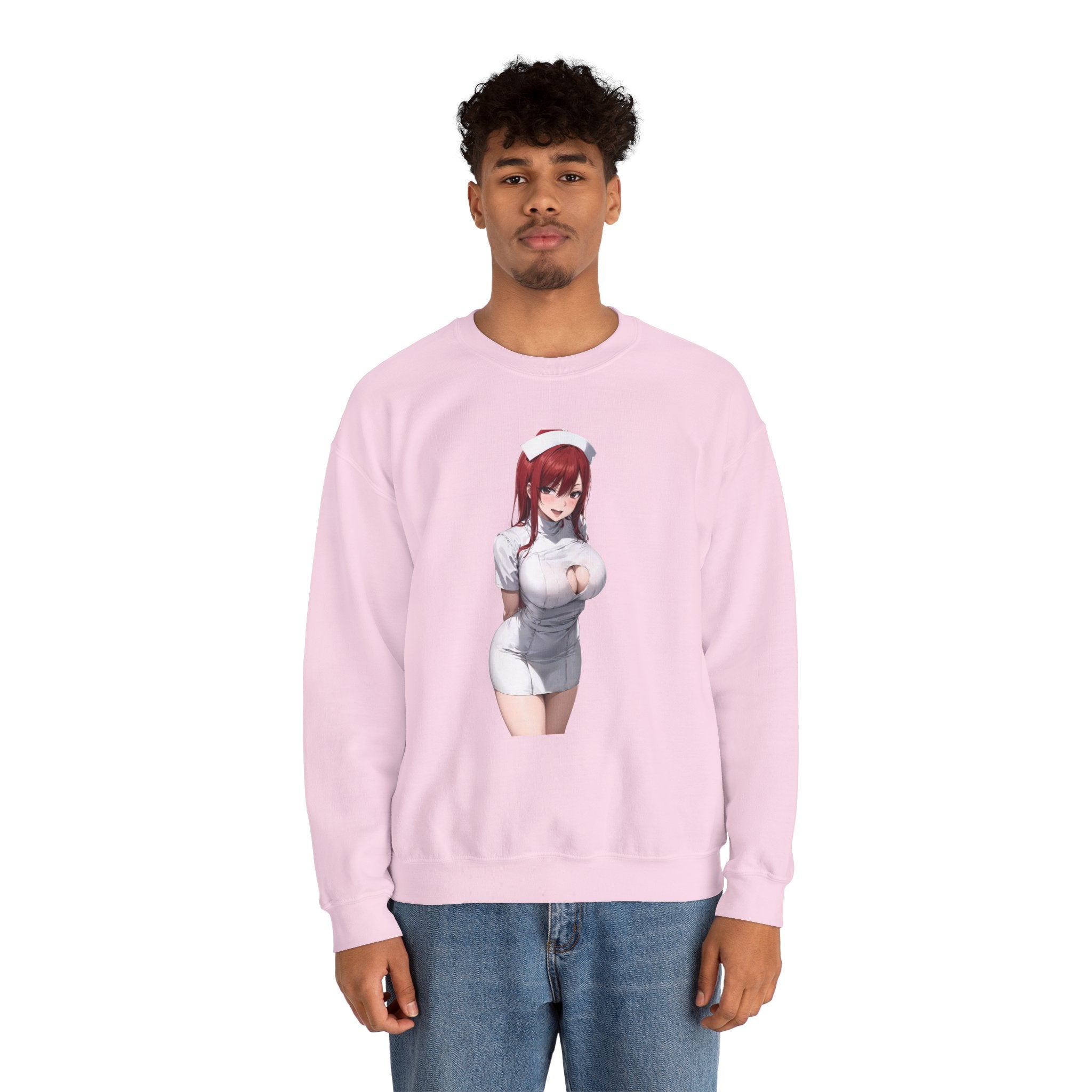 Ezra Scarlet Nurse Uniform Anime Unisex Heavy Blend™ Crewneck Sweatshirt