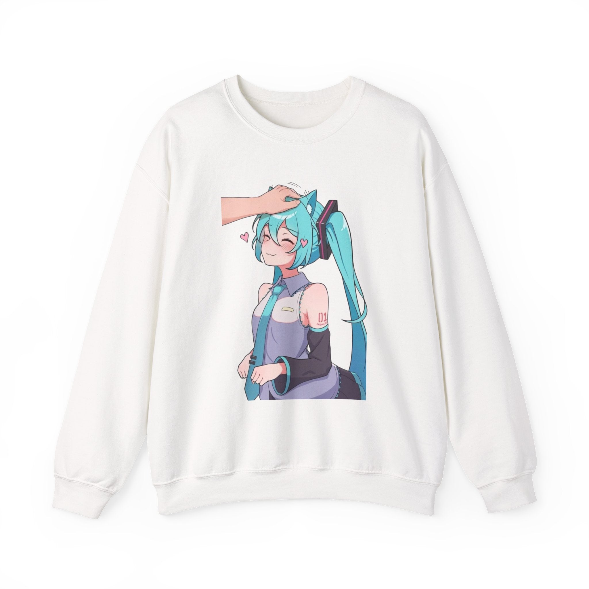 Hatsune Miku Headpat Smiling Catgirl Unisex Heavy Blend™ Crewneck Sweatshirt