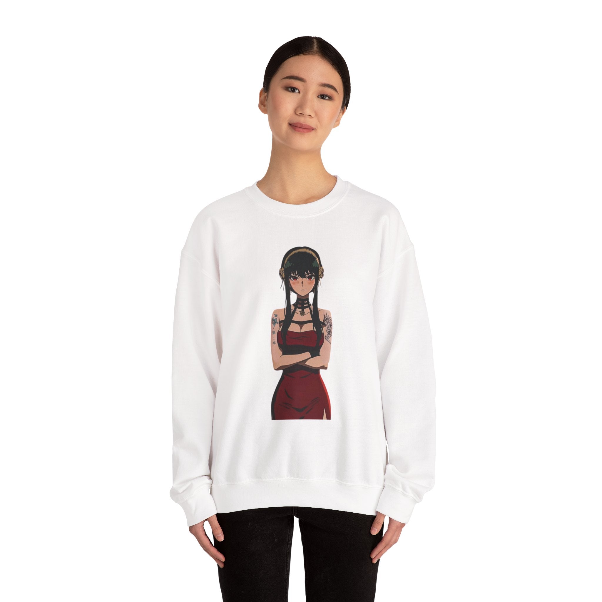 Yor Forger Elegant Tattooed Anime Unisex Heavy Blend™ Crewneck Sweatshirt