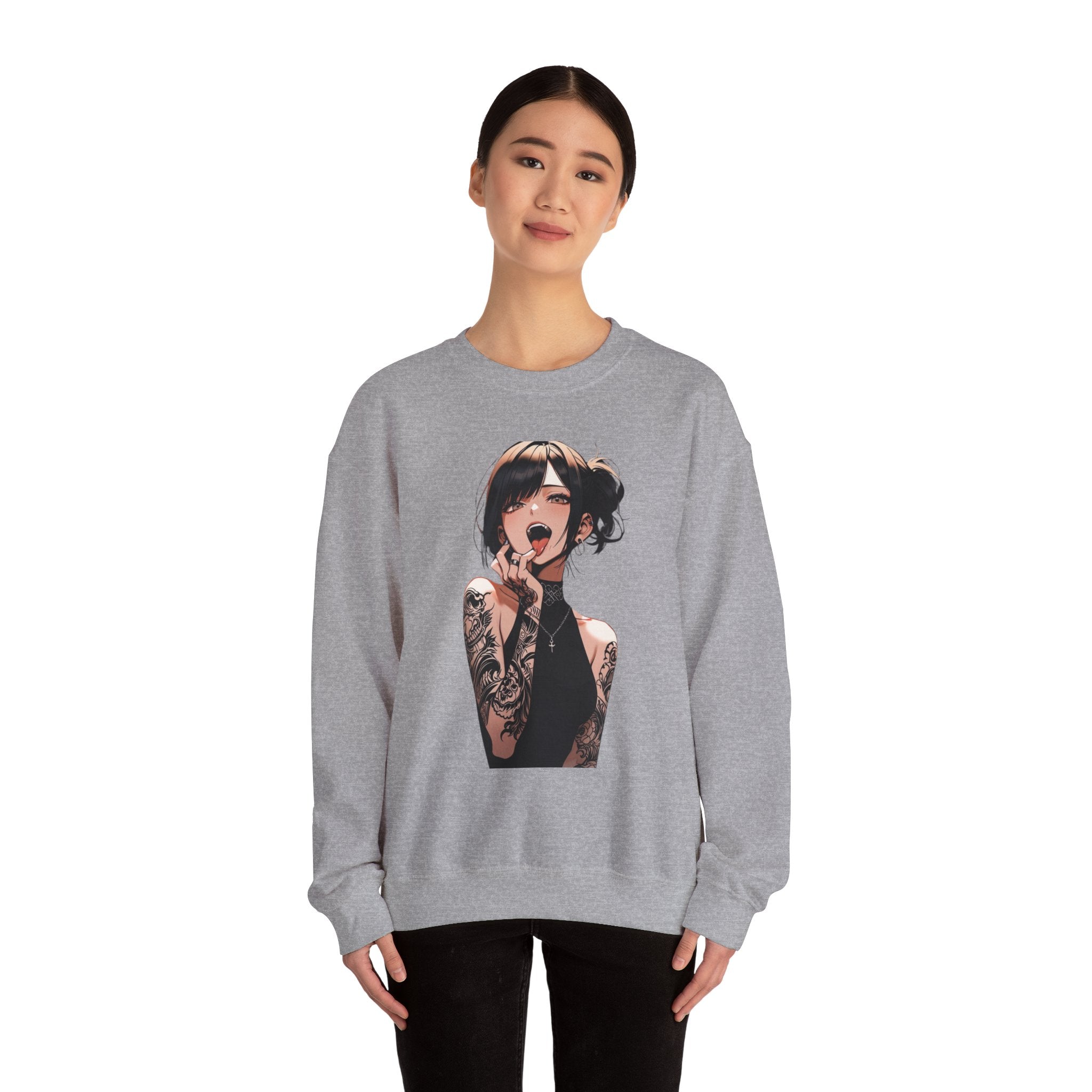 Gothic Himiko Toga Tattooed Ahegao Unisex Heavy Blend™ Crewneck Sweatshirt