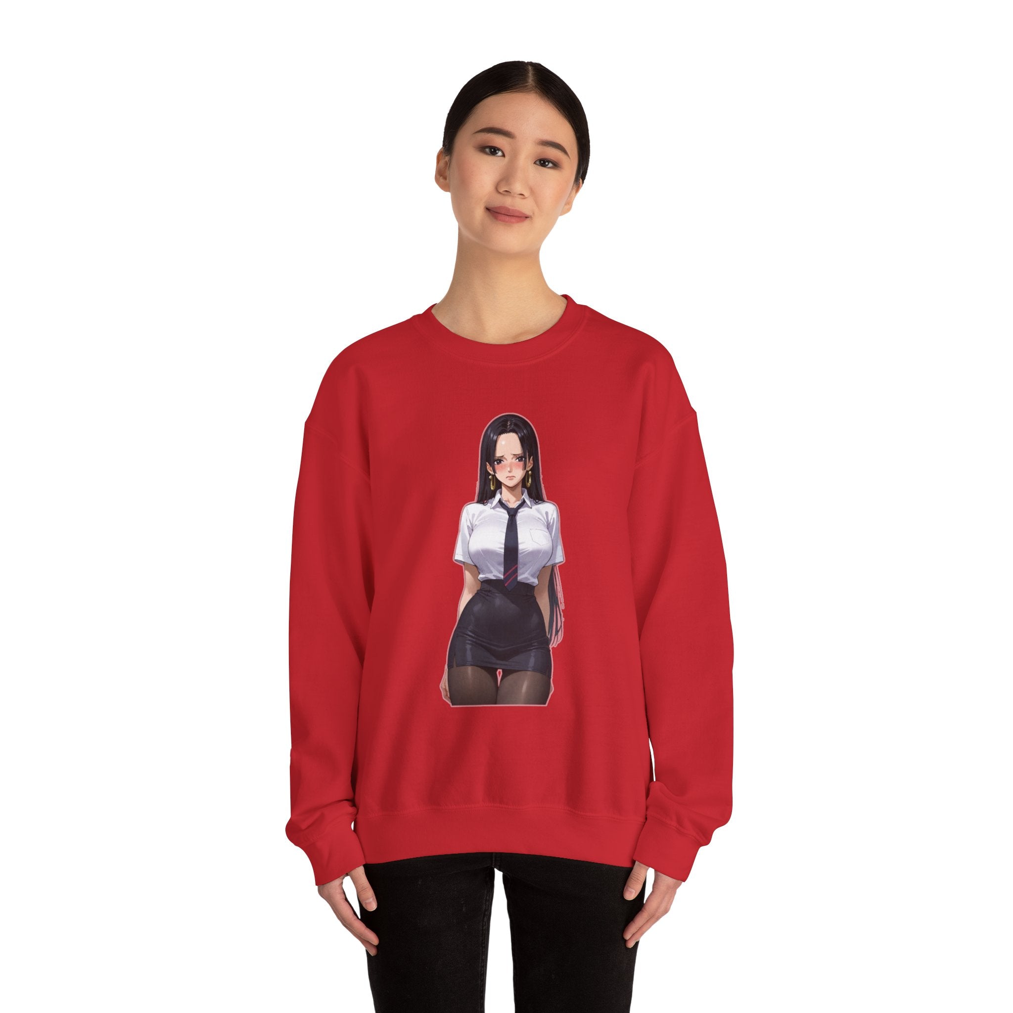 Nico Robin Office Lady Blushing Anime Unisex Heavy Blend™ Crewneck Sweatshirt