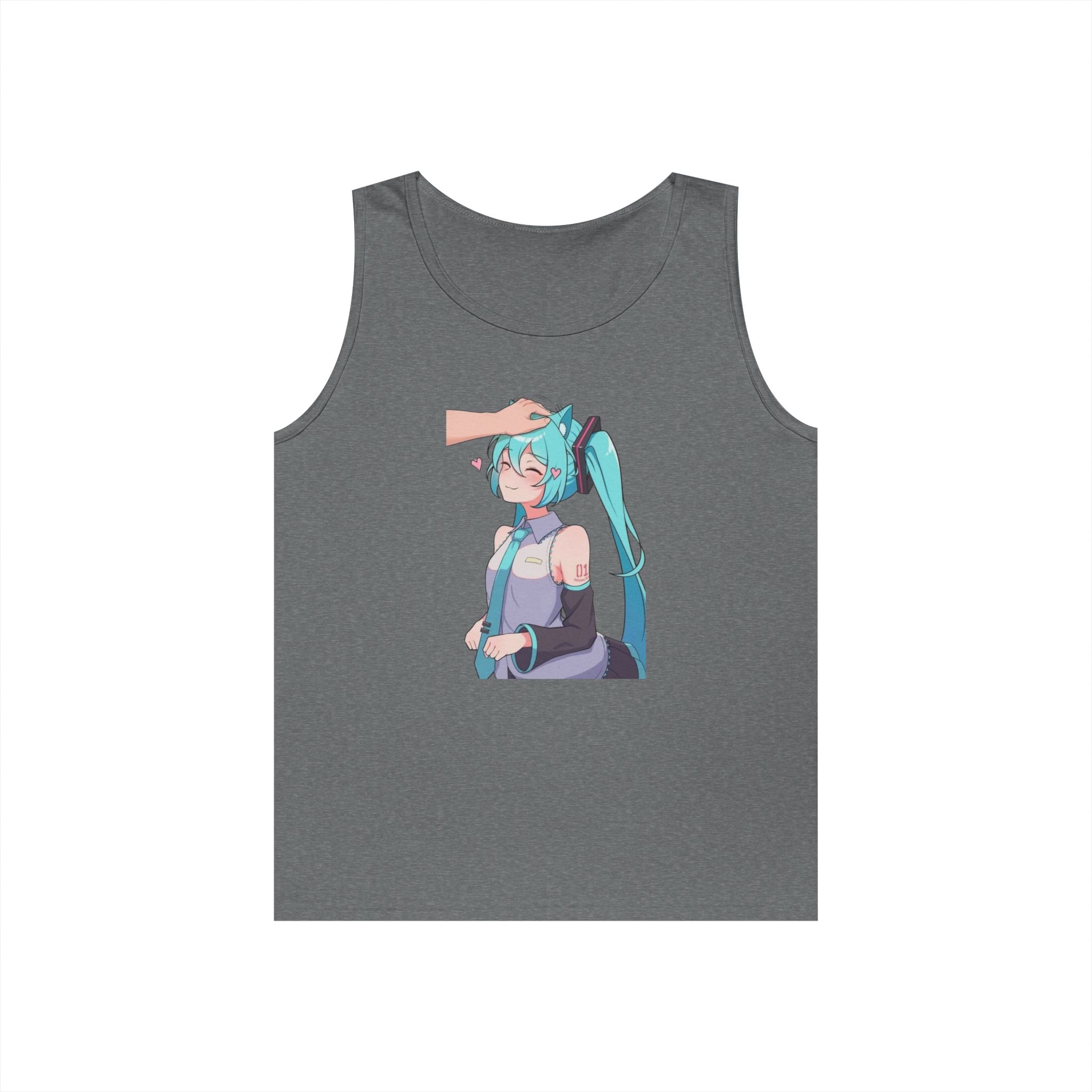 Hatsune Miku Headpat Smiling Catgirl Heavy Cotton Tank Top