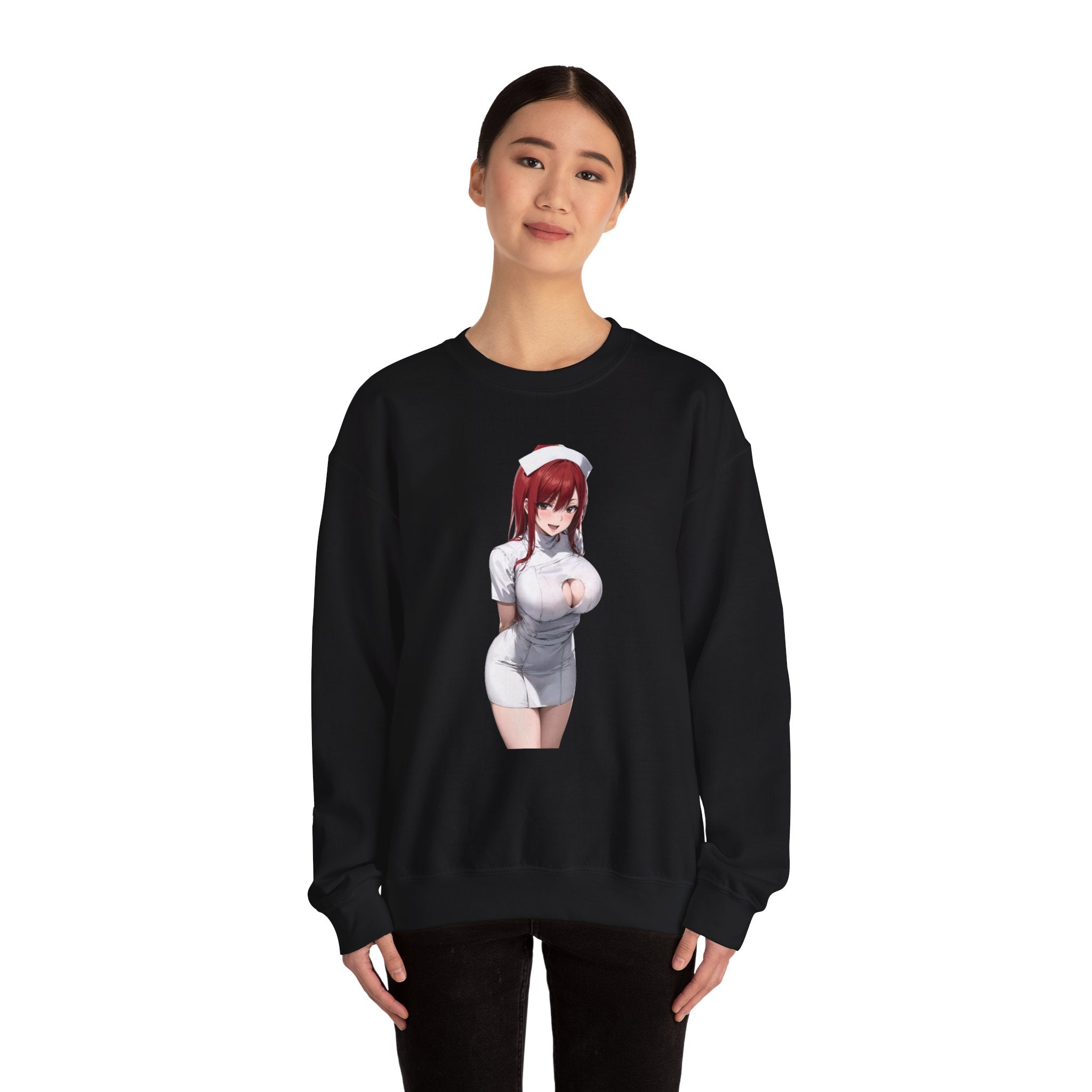 Ezra Scarlet Nurse Uniform Anime Unisex Heavy Blend™ Crewneck Sweatshirt