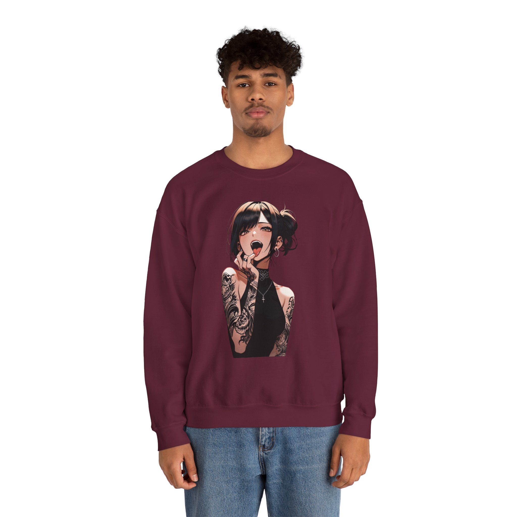 Gothic Himiko Toga Tattooed Ahegao Unisex Heavy Blend™ Crewneck Sweatshirt