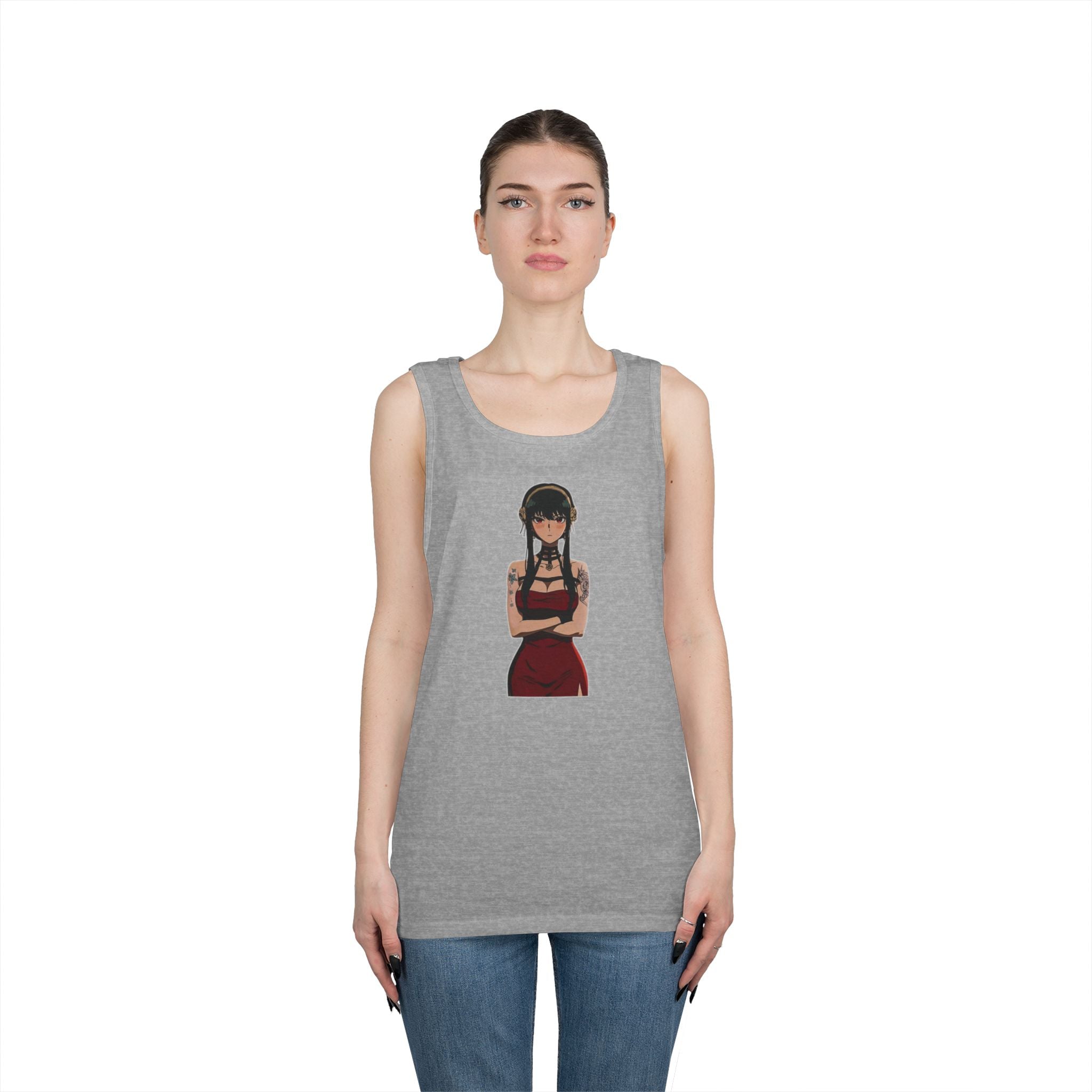 Yor Forger Elegant Tattooed Anime Heavy Cotton Tank Top