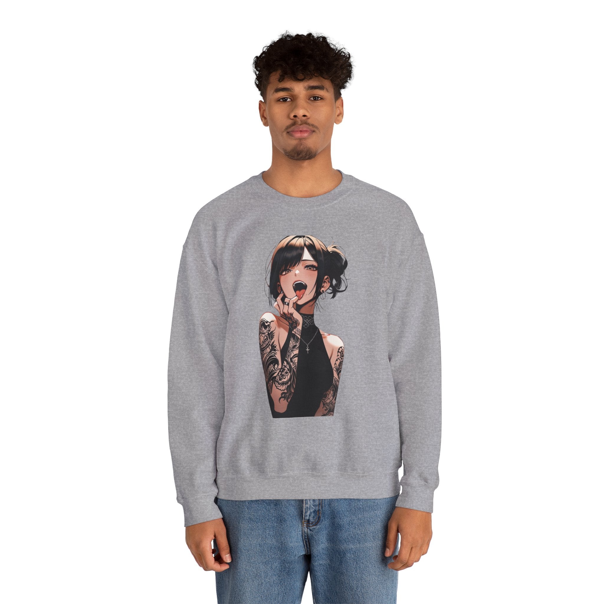 Gothic Himiko Toga Tattooed Ahegao Unisex Heavy Blend™ Crewneck Sweatshirt
