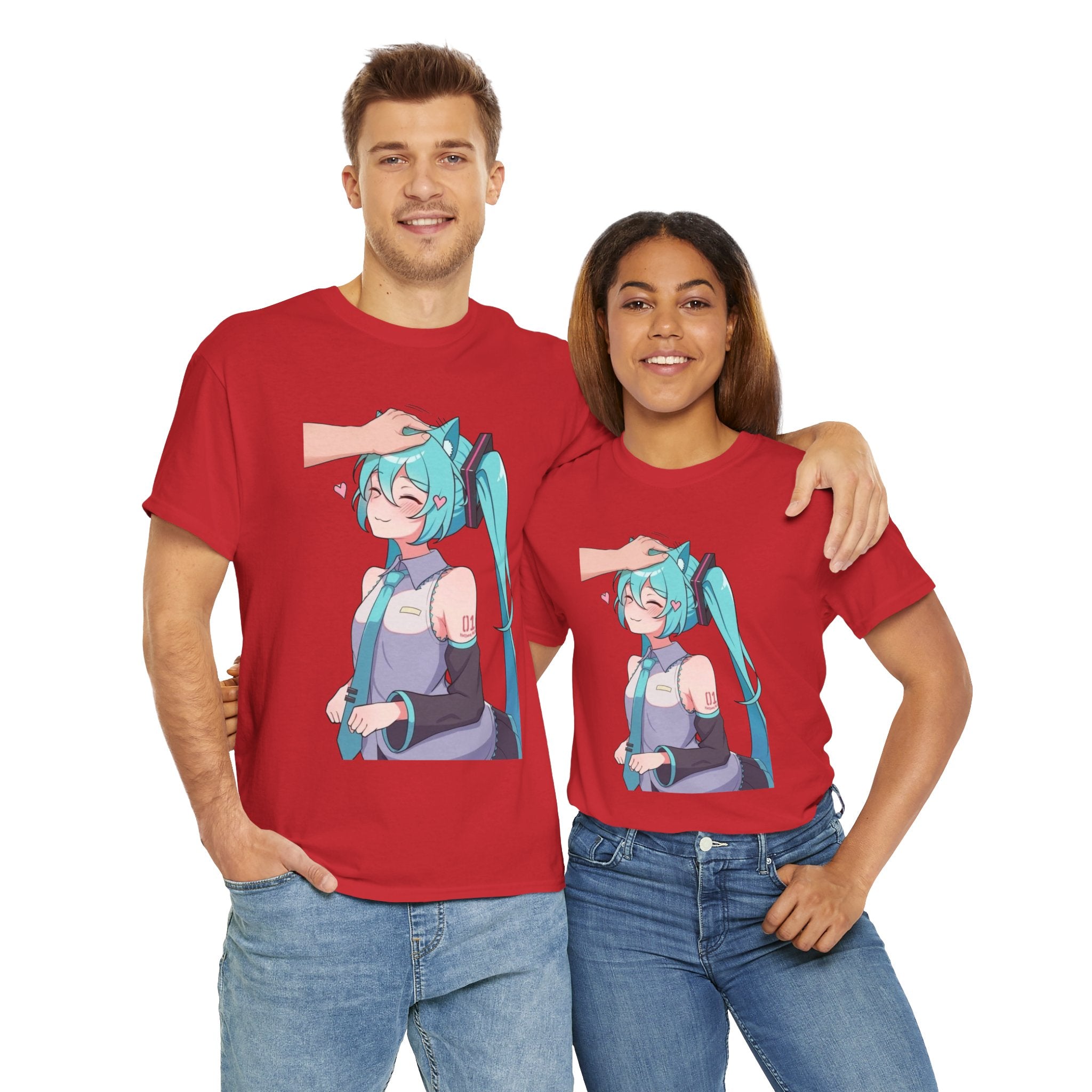 Hatsune Miku Headpat Smiling Catgirl Heavy Cotton Tee