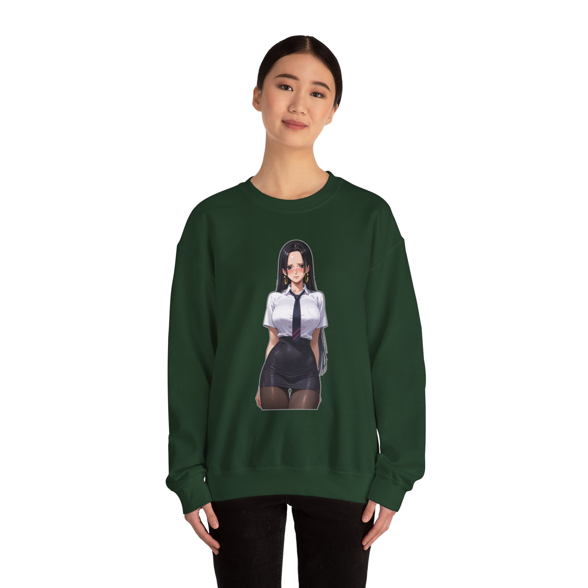 Nico Robin Office Lady Blushing Anime Unisex Heavy Blend™ Crewneck Sweatshirt