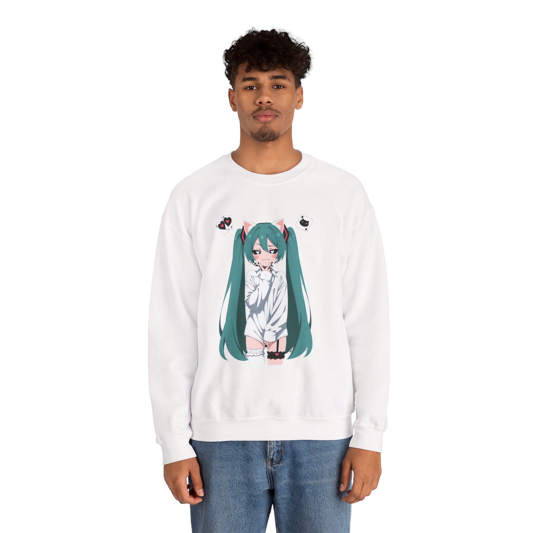 Hatsune Miku Catgirl Cute Unisex Heavy Blend™ Crewneck Sweatshirt