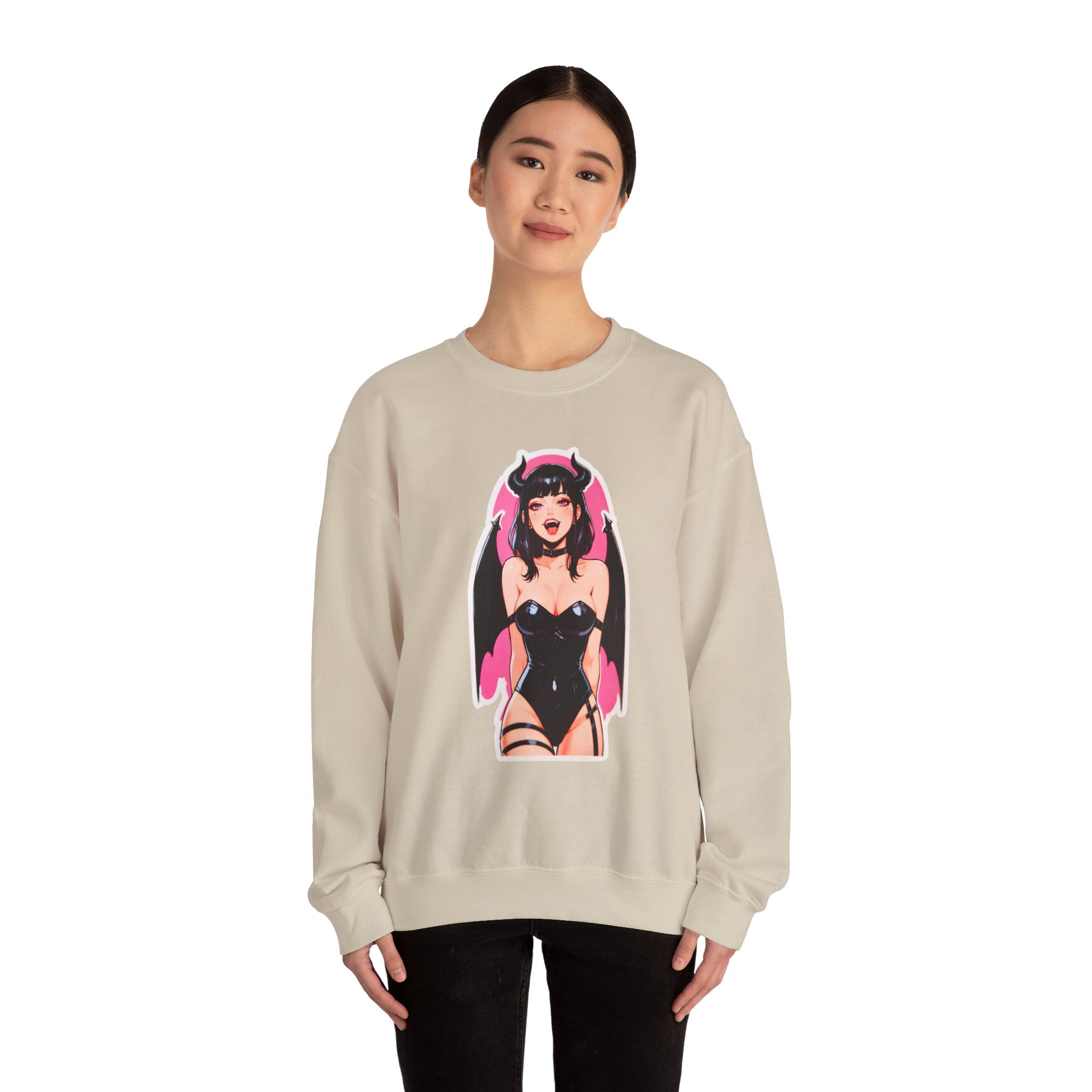 Succubus Ahegao Dark Gothic Unisex Heavy Blend™ Crewneck Sweatshirt