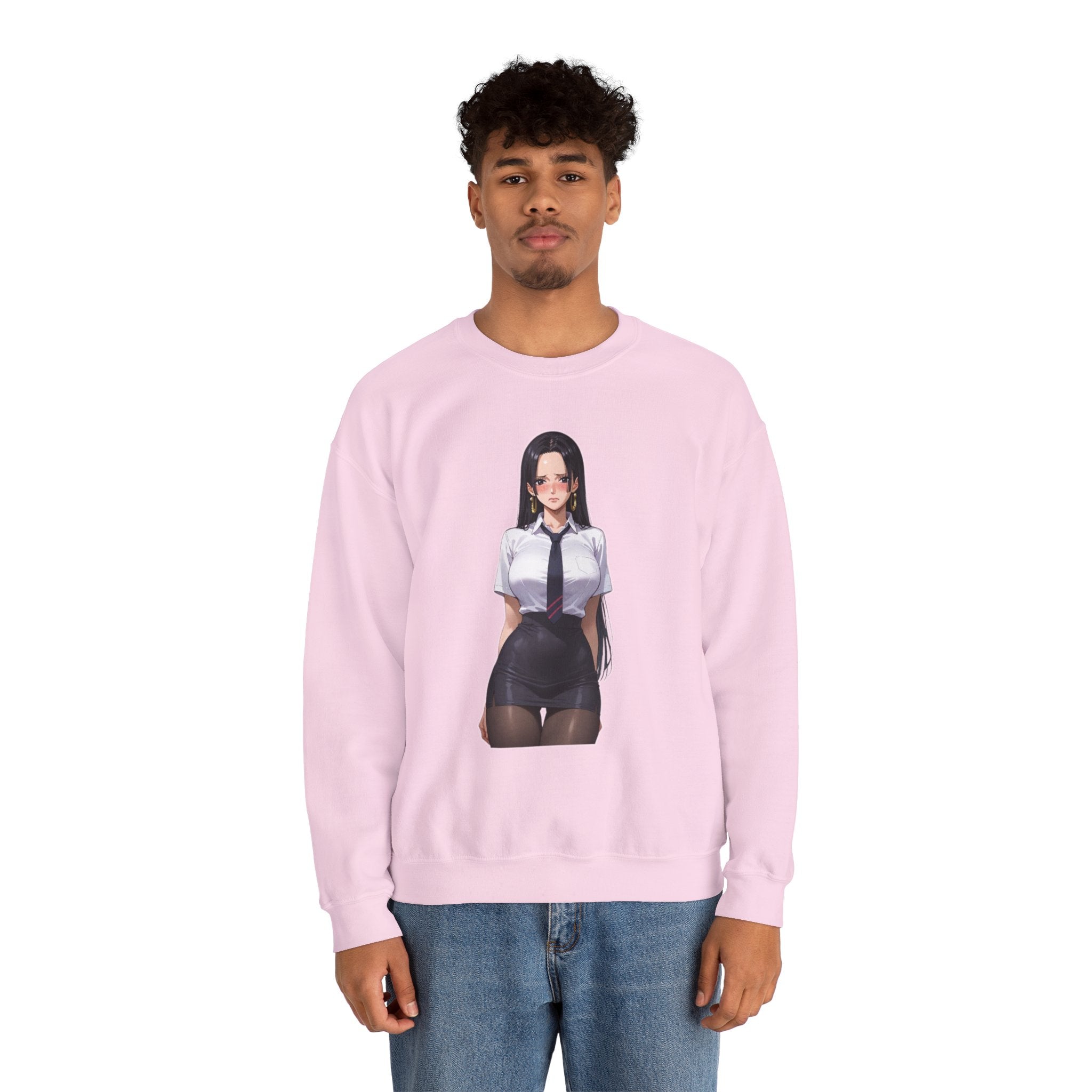 Nico Robin Office Lady Blushing Anime Unisex Heavy Blend™ Crewneck Sweatshirt
