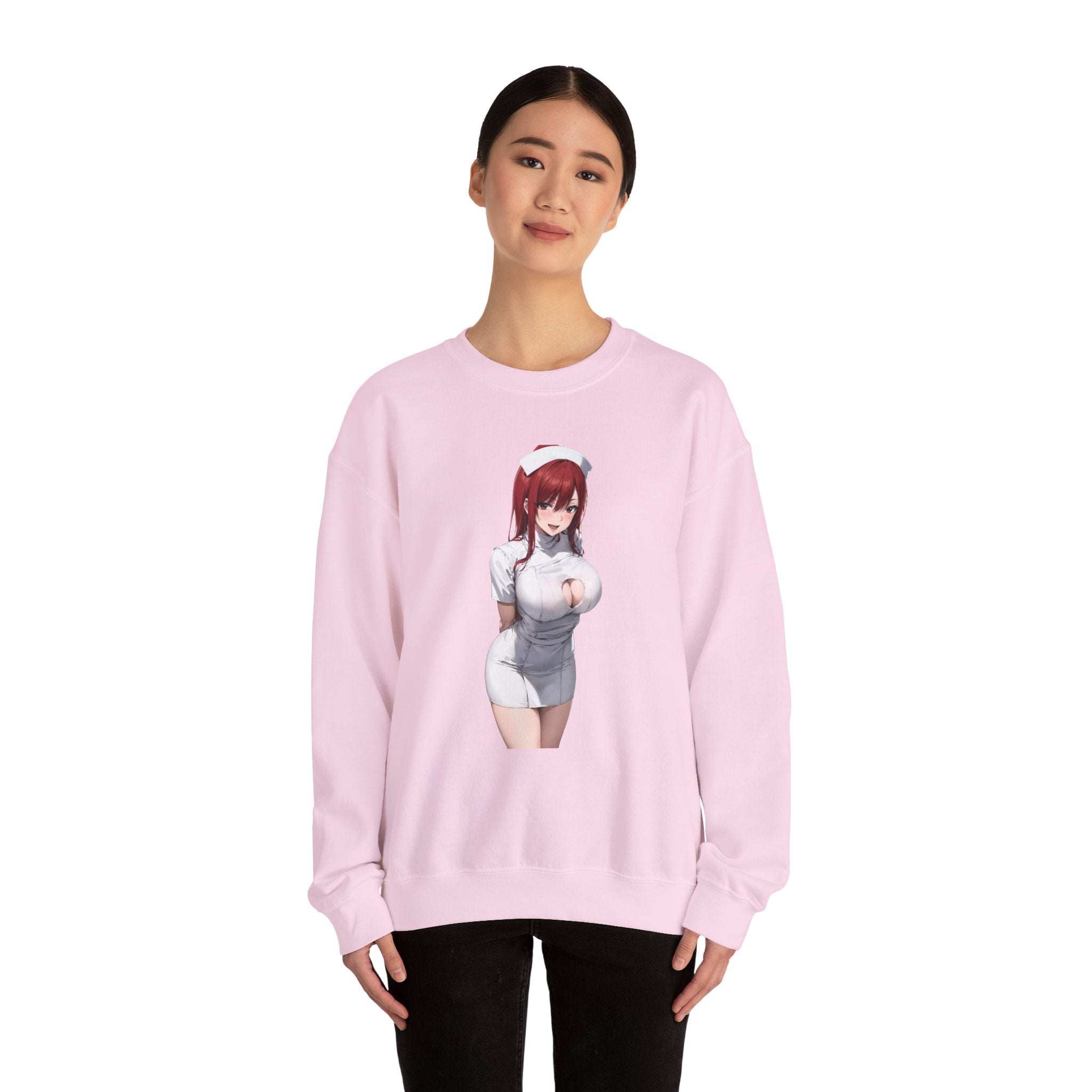 Ezra Scarlet Nurse Uniform Anime Unisex Heavy Blend™ Crewneck Sweatshirt