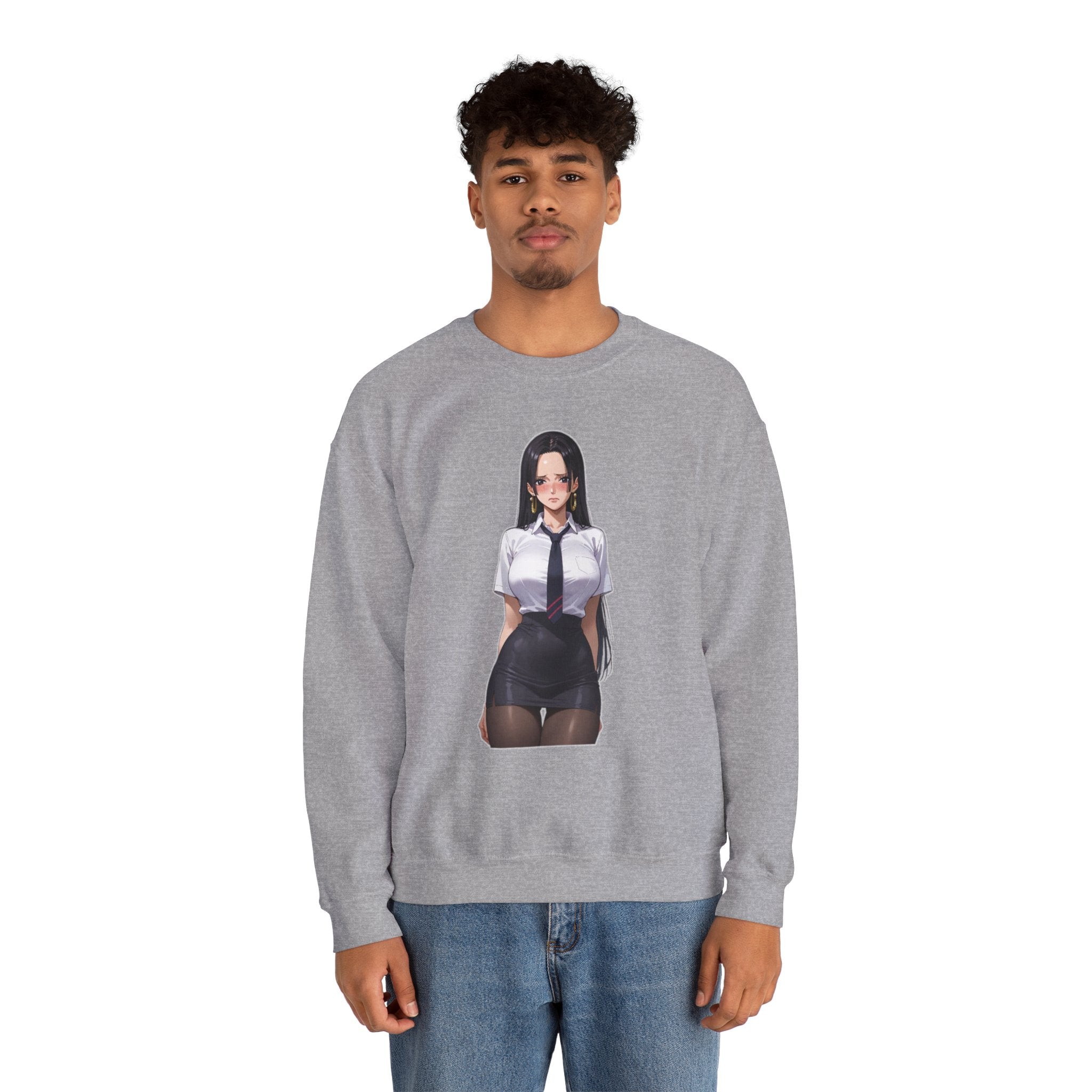 Nico Robin Office Lady Blushing Anime Unisex Heavy Blend™ Crewneck Sweatshirt