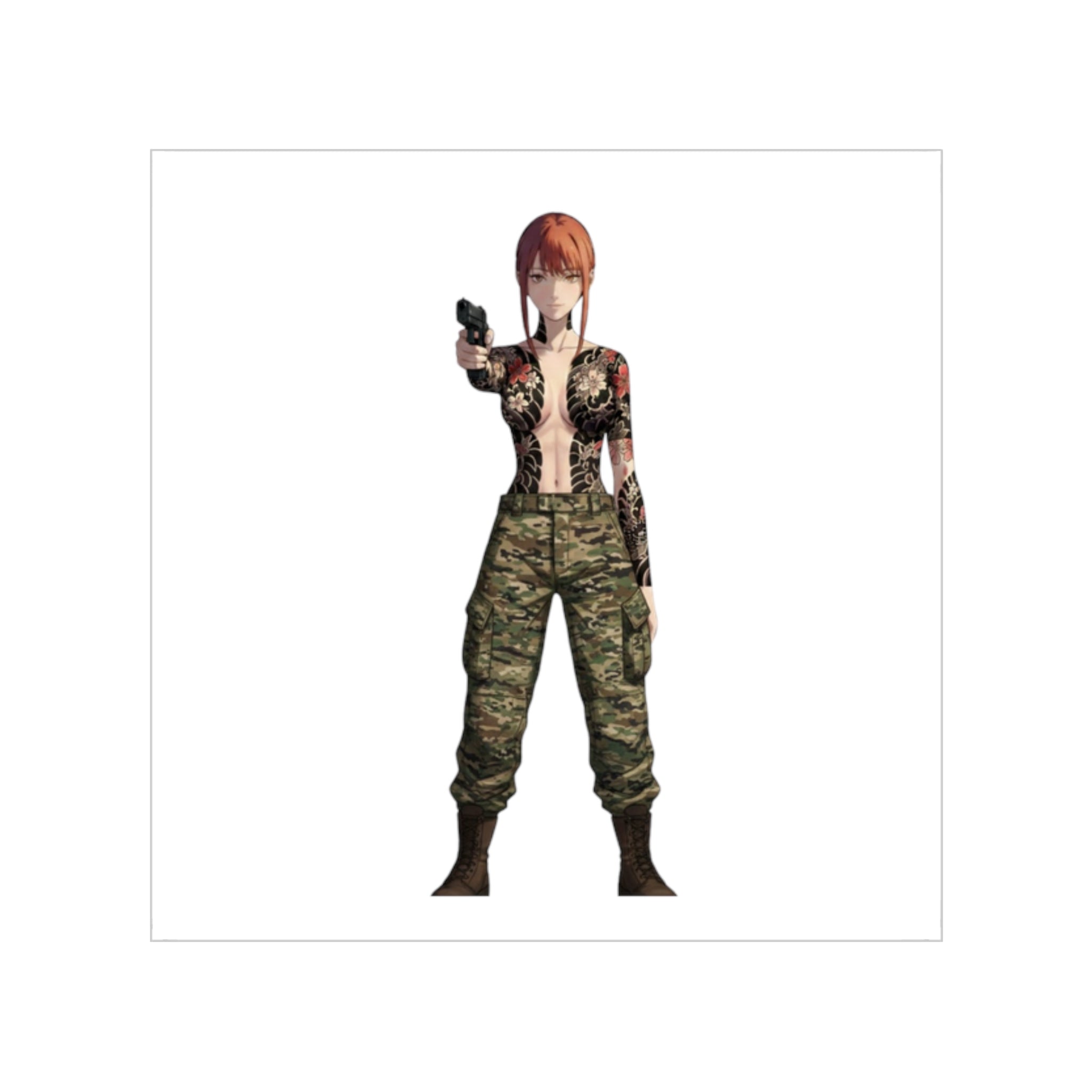 Makima Tattoo Tactical Waifu Sticker