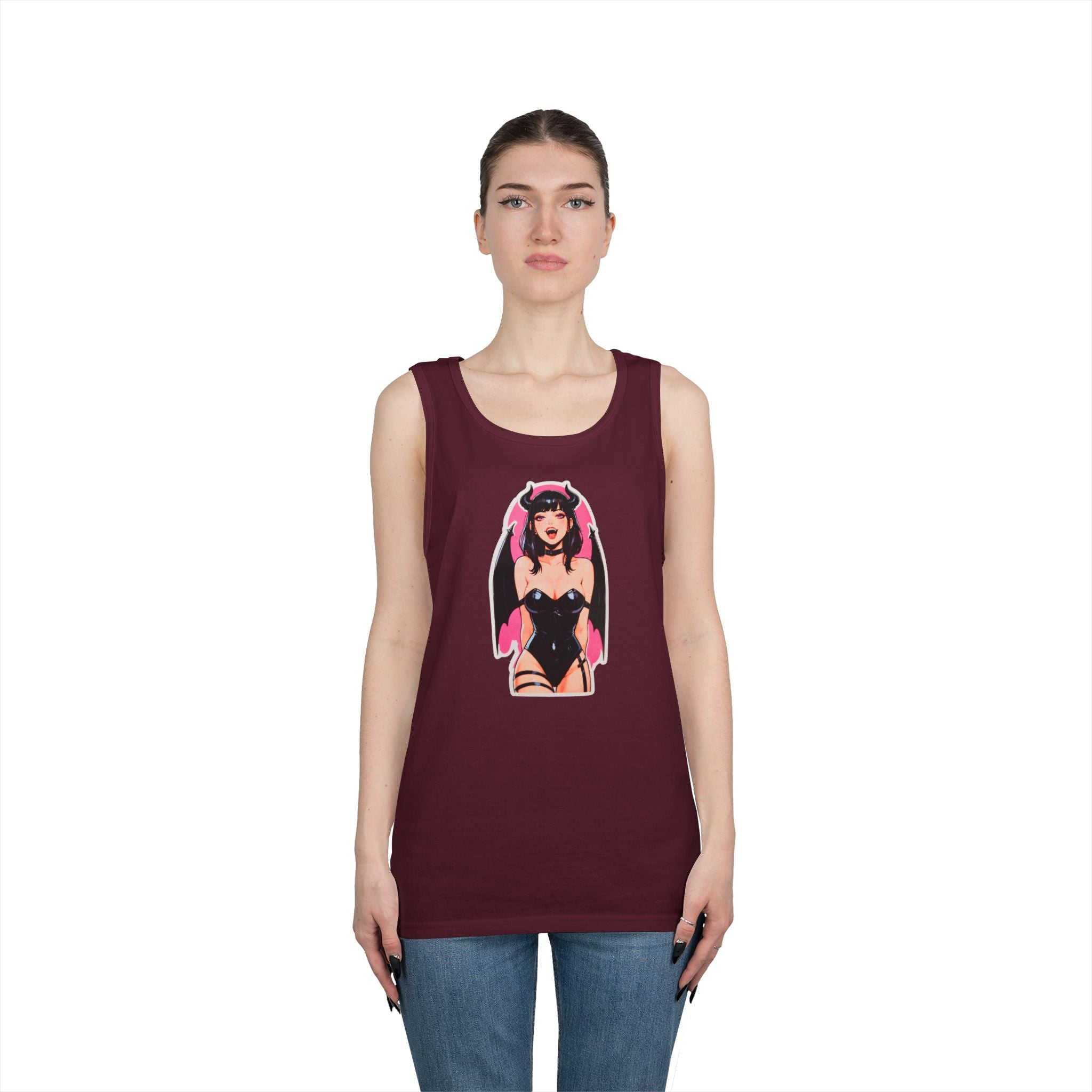 Succubus Ahegao Dark Gothic Heavy Cotton Tank Top