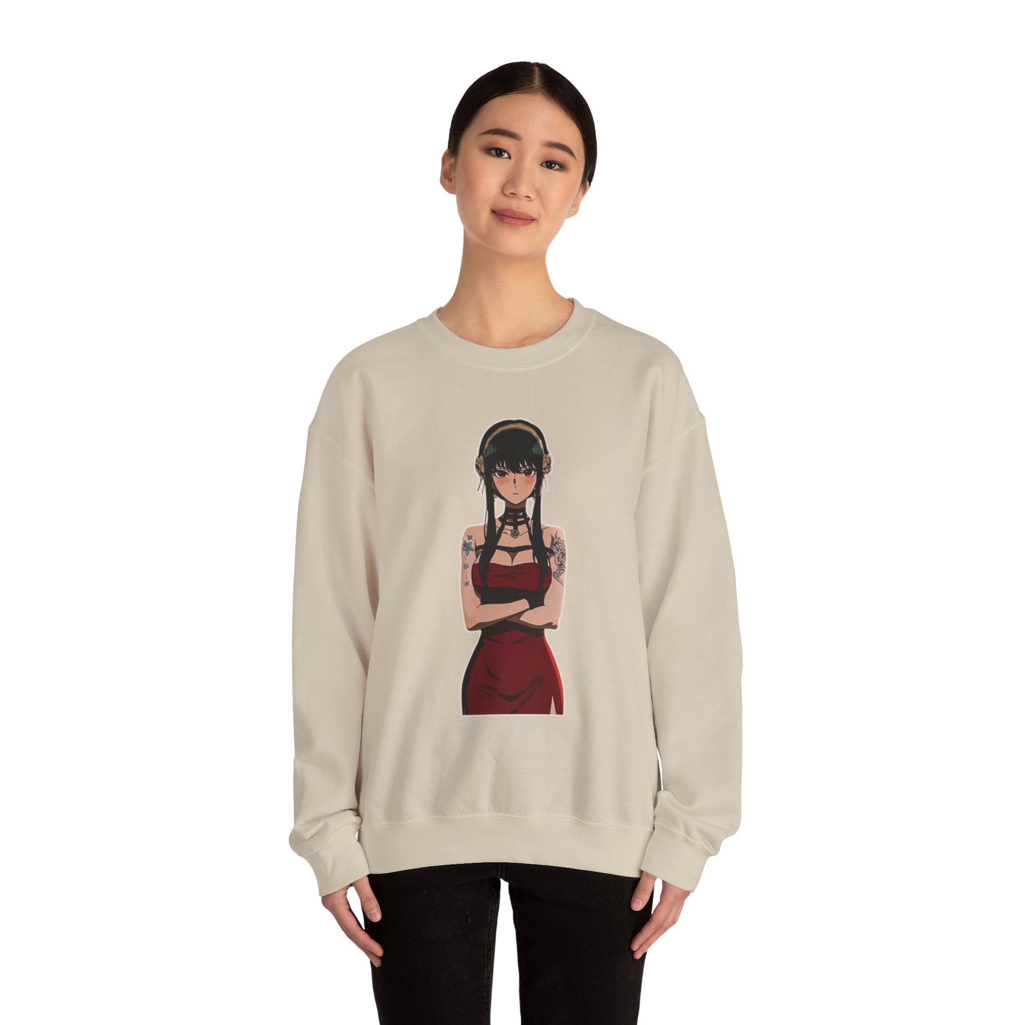 Yor Forger Elegant Tattooed Anime Unisex Heavy Blend™ Crewneck Sweatshirt