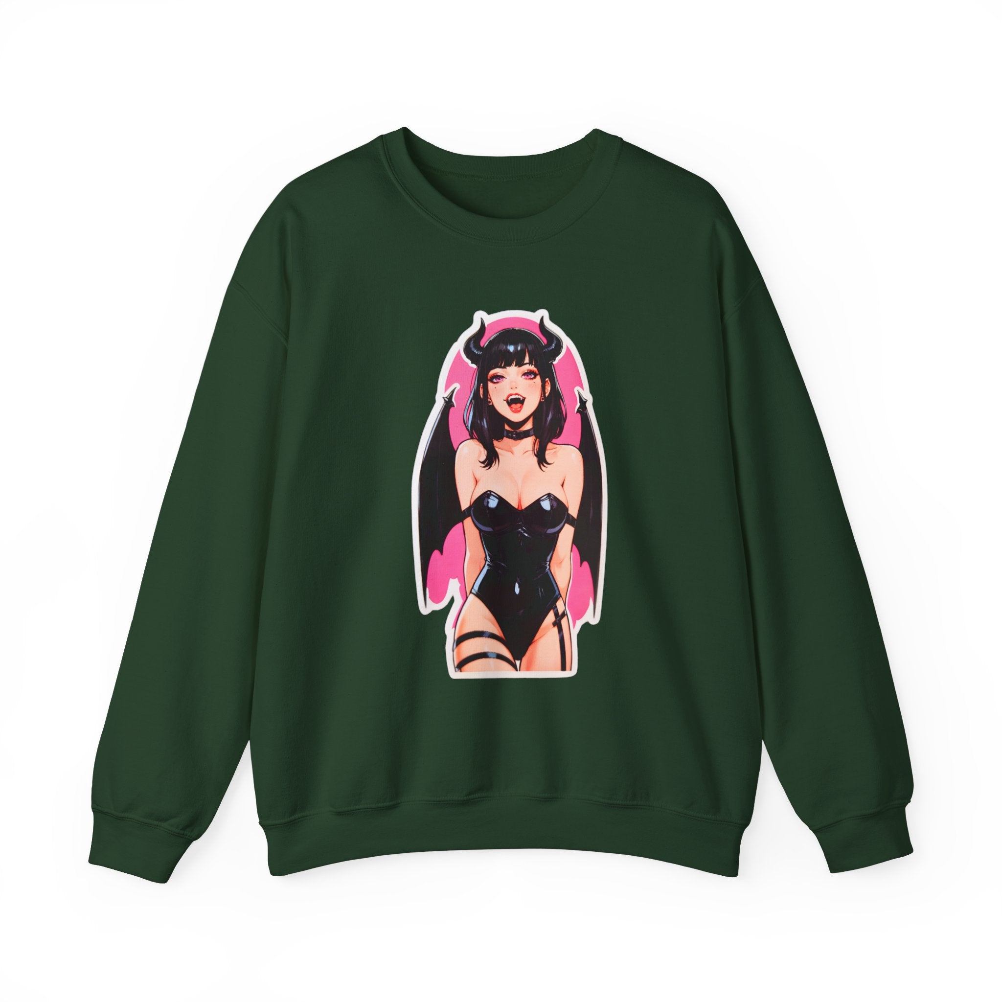 Succubus Ahegao Dark Gothic Unisex Heavy Blend™ Crewneck Sweatshirt