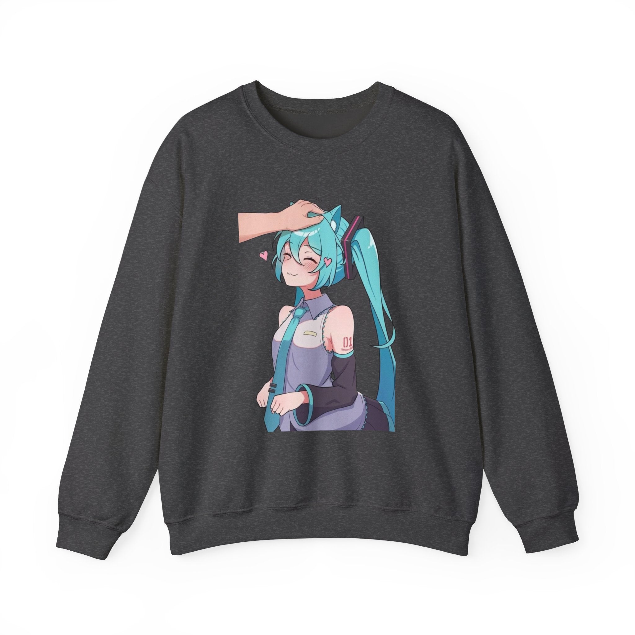Hatsune Miku Headpat Smiling Catgirl Unisex Heavy Blend™ Crewneck Sweatshirt