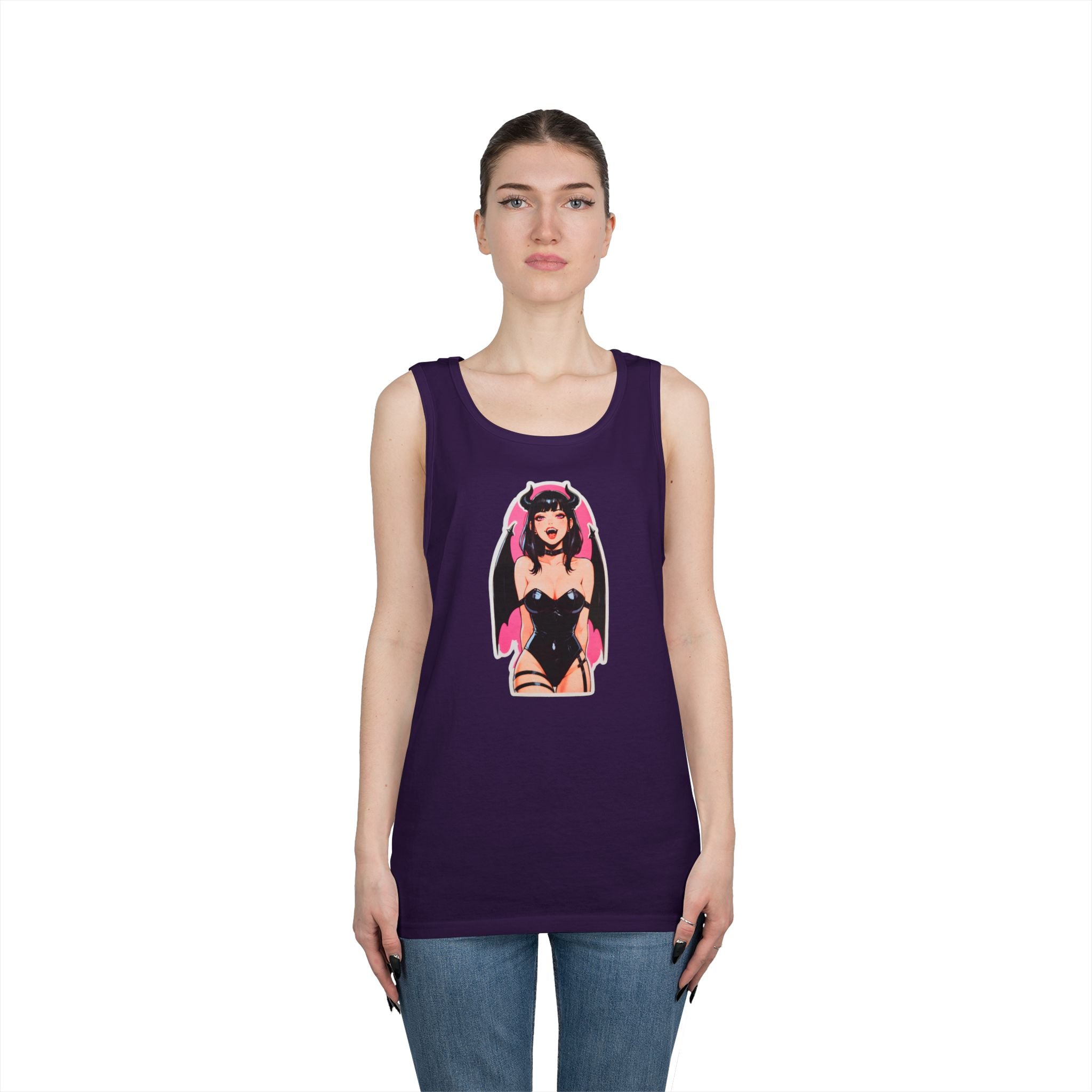 Succubus Ahegao Dark Gothic Heavy Cotton Tank Top