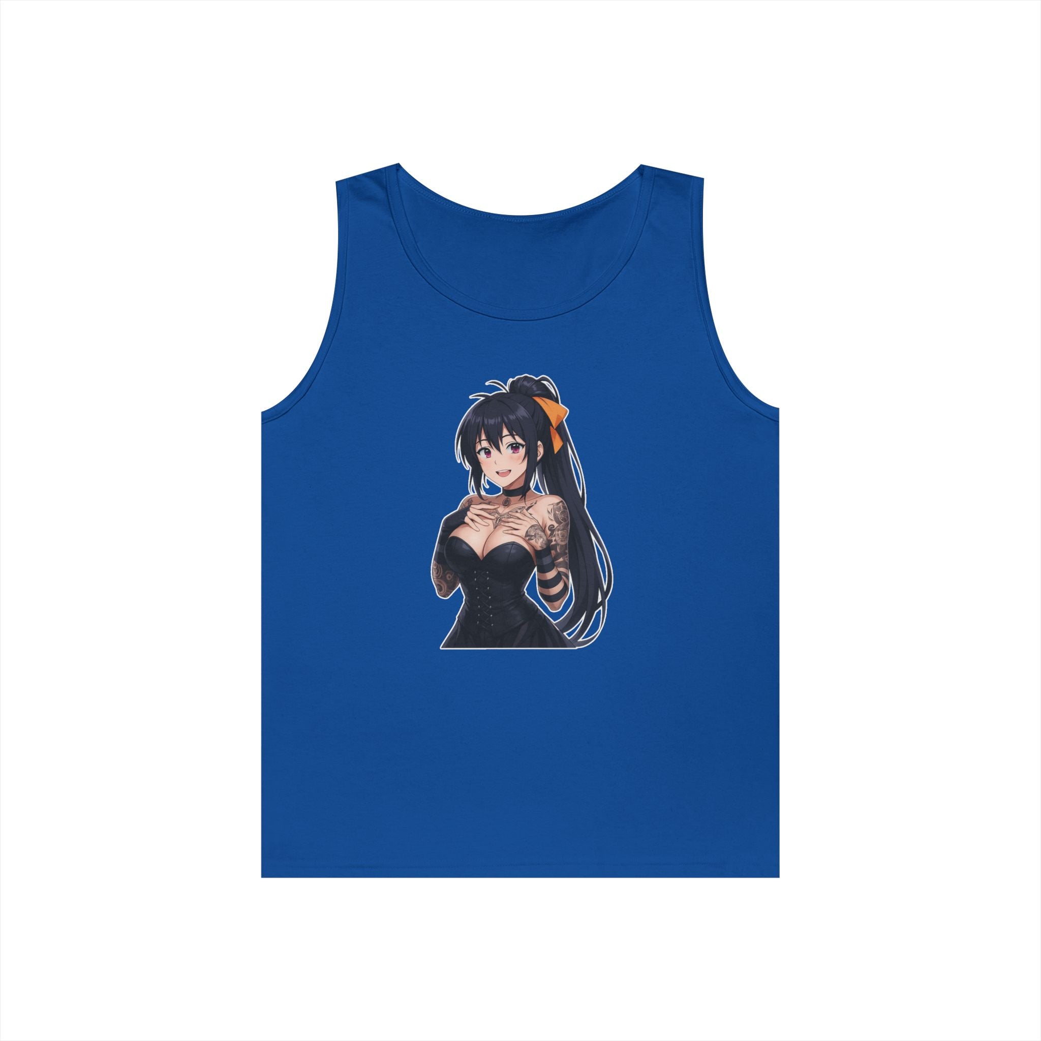 Gothic Style Akeno Himejima Tattoed Waifu Heavy Cotton Tank Top