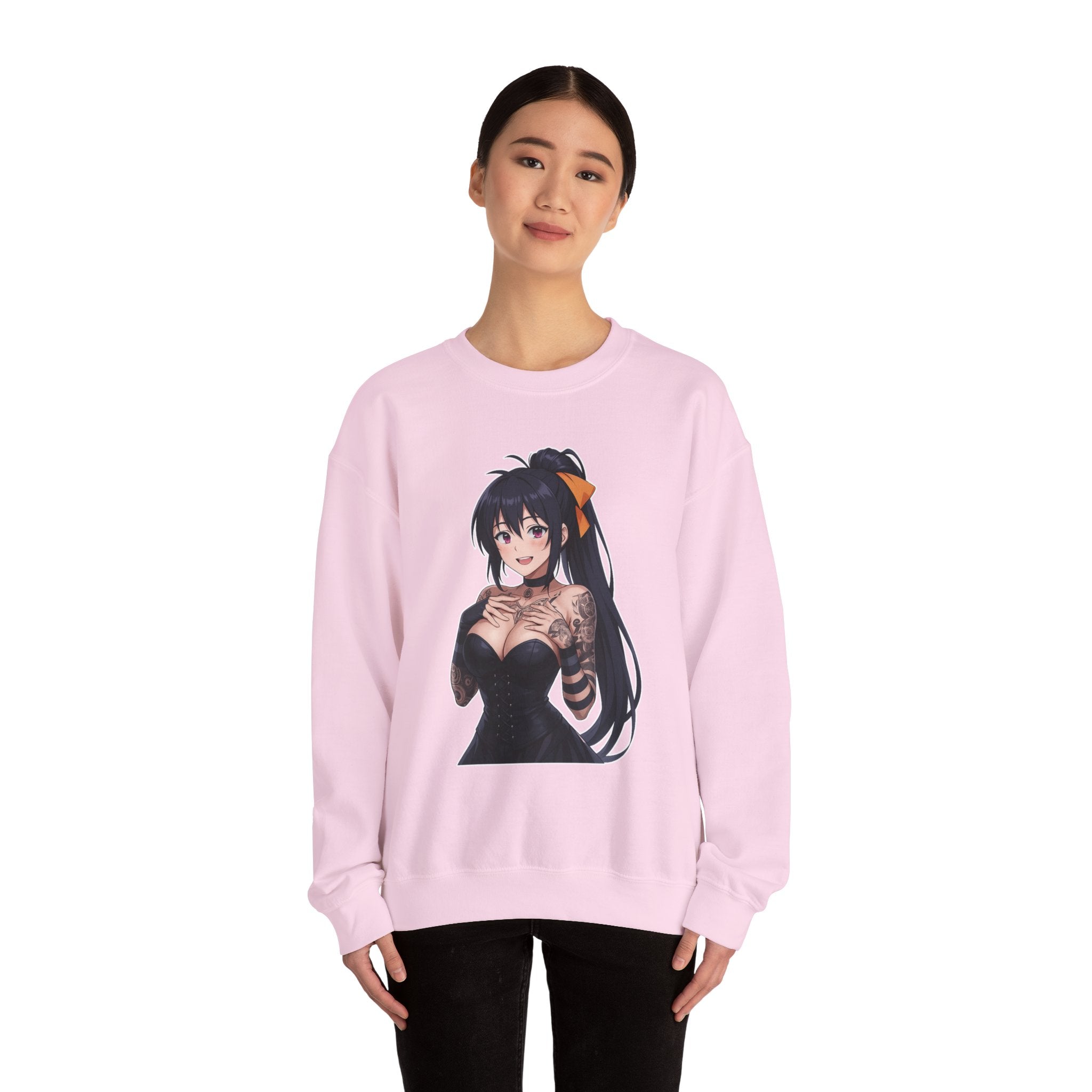Gothic Style Akeno Himejima Tattoed Waifu Unisex Heavy Blend™ Crewneck Sweatshirt