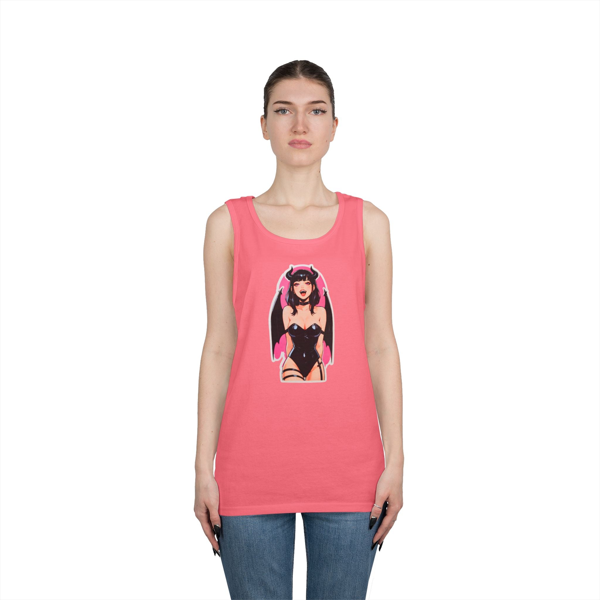Succubus Ahegao Dark Gothic Heavy Cotton Tank Top