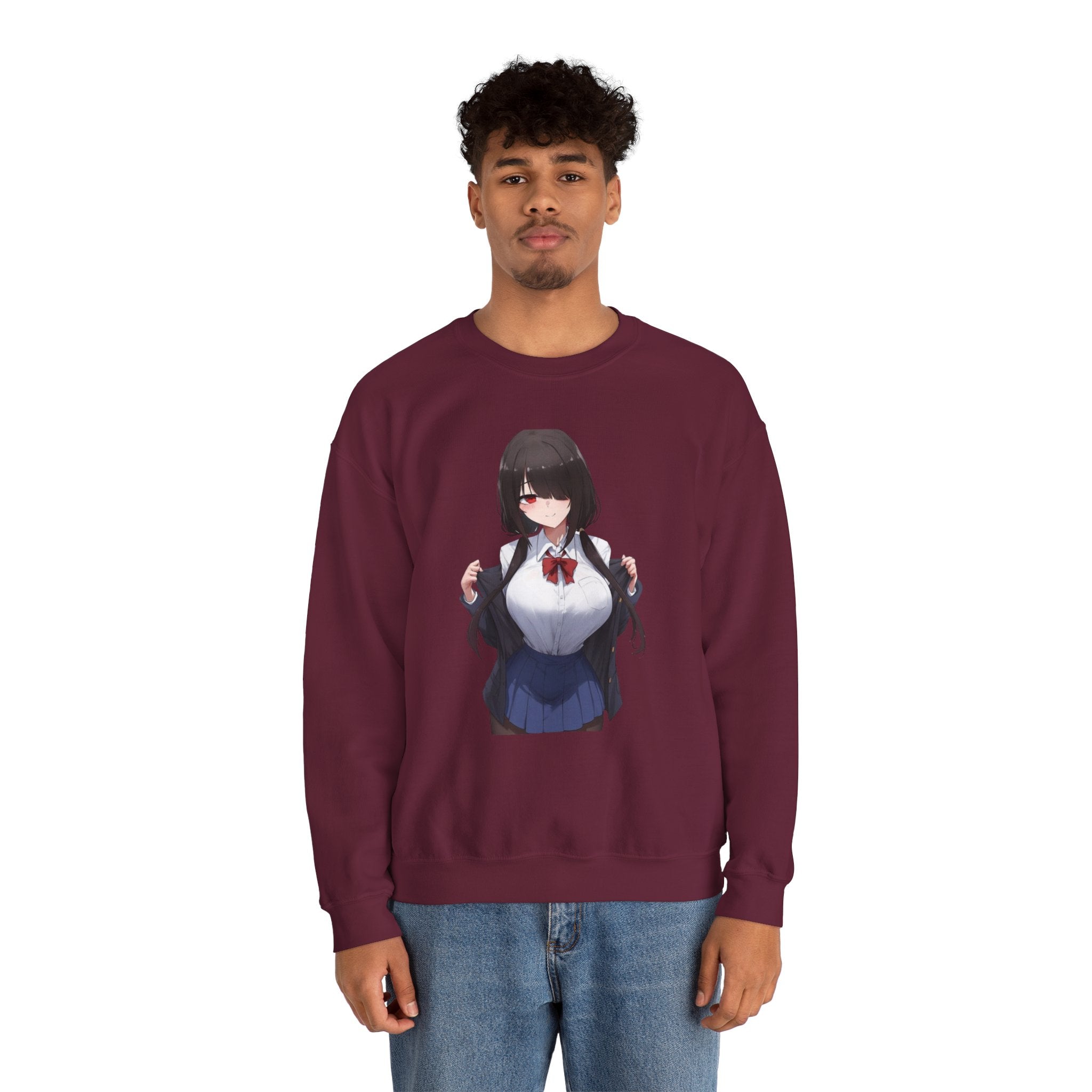 Tokisaki Kurum Schoolgirl Gothic Seductive Unisex Heavy Blend™ Crewneck Sweatshirt