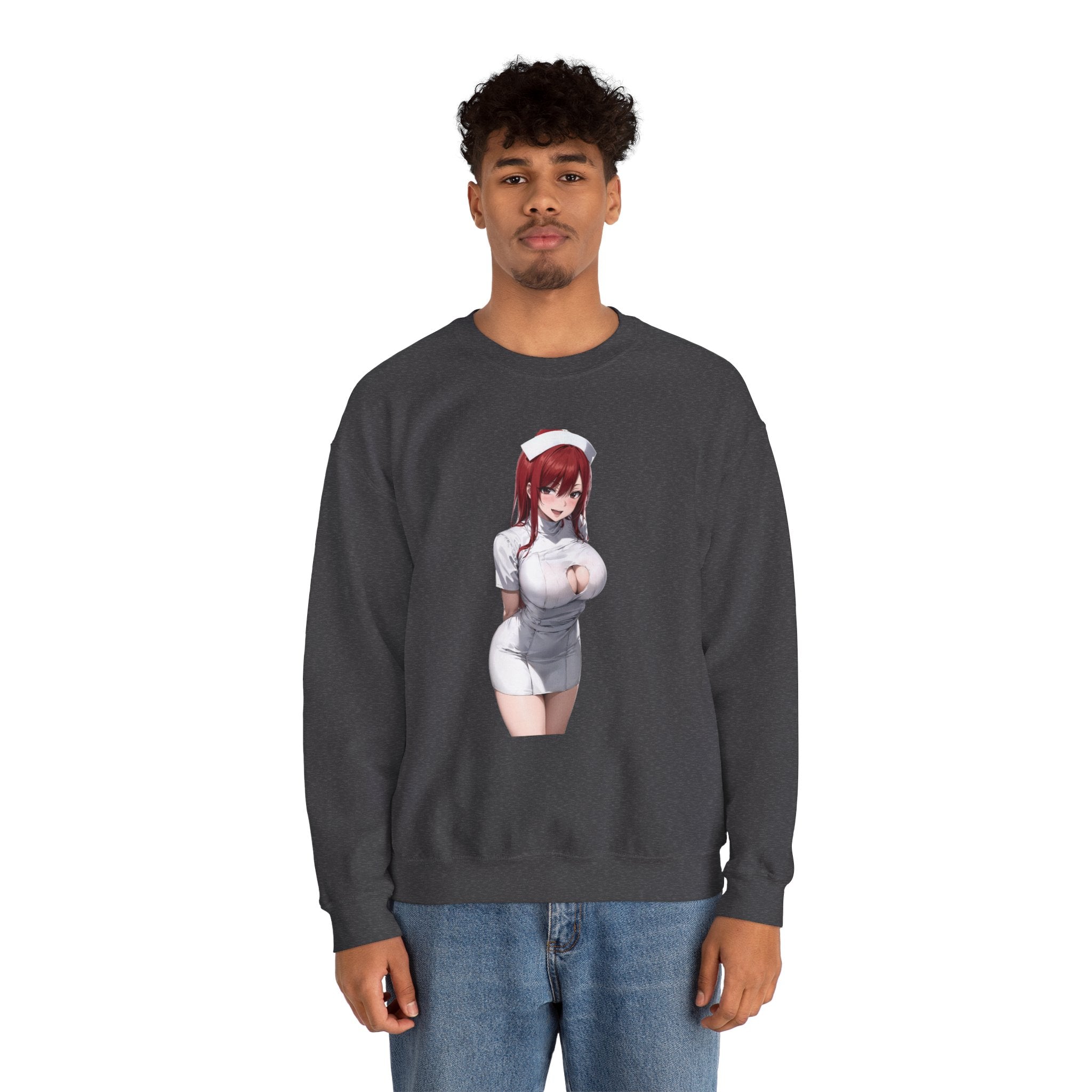 Ezra Scarlet Nurse Uniform Anime Unisex Heavy Blend™ Crewneck Sweatshirt