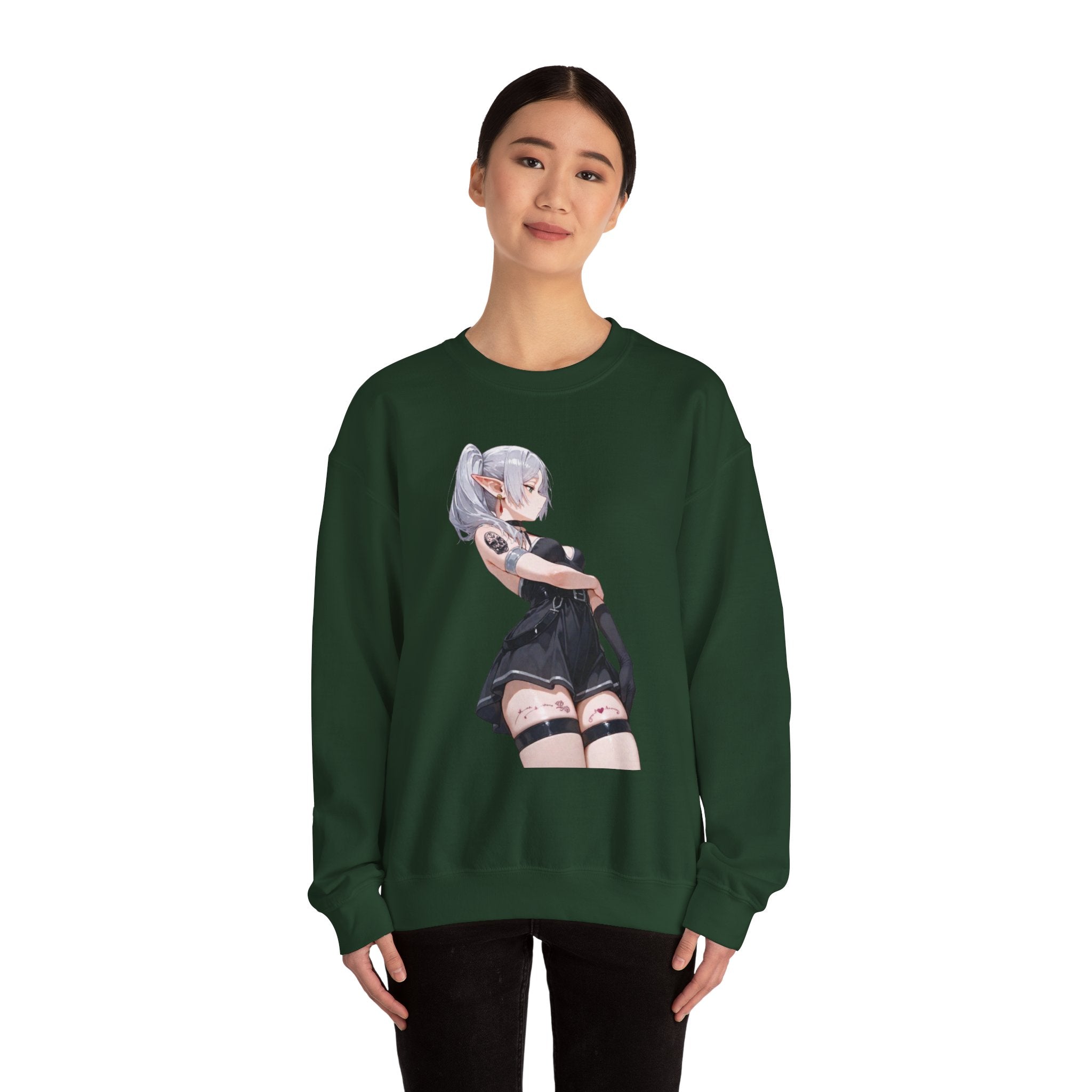 Sexy Frieren Tattooed Black Outfit Unisex Heavy Blend™ Crewneck Sweatshirt