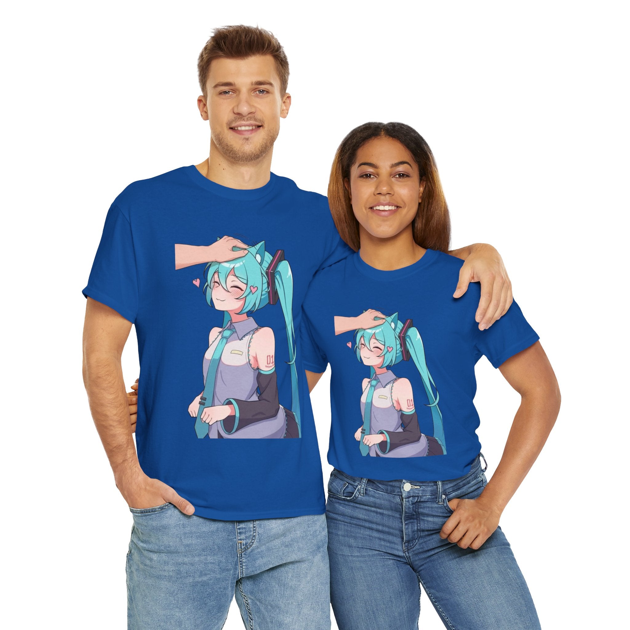 Hatsune Miku Headpat Smiling Catgirl Heavy Cotton Tee