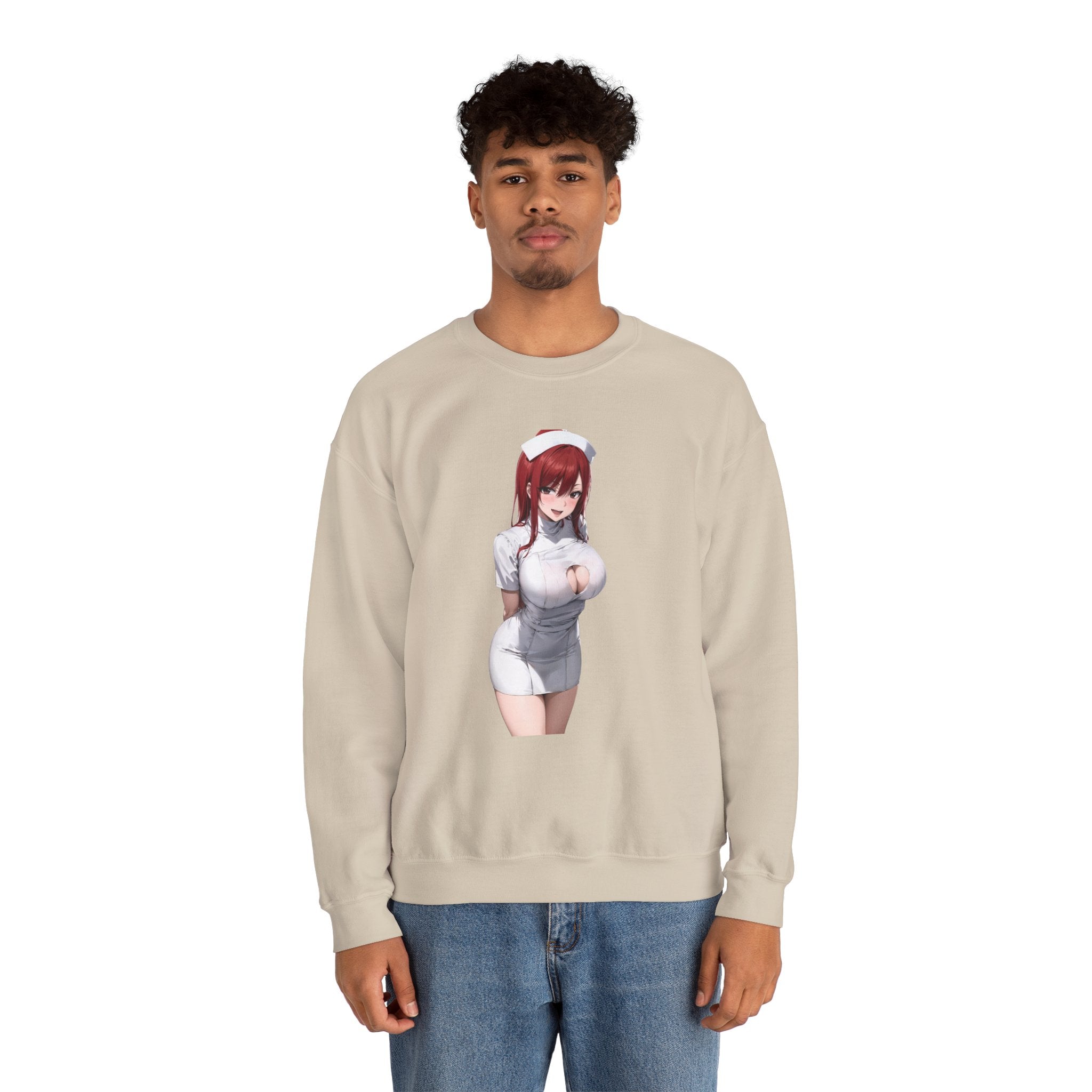 Ezra Scarlet Nurse Uniform Anime Unisex Heavy Blend™ Crewneck Sweatshirt