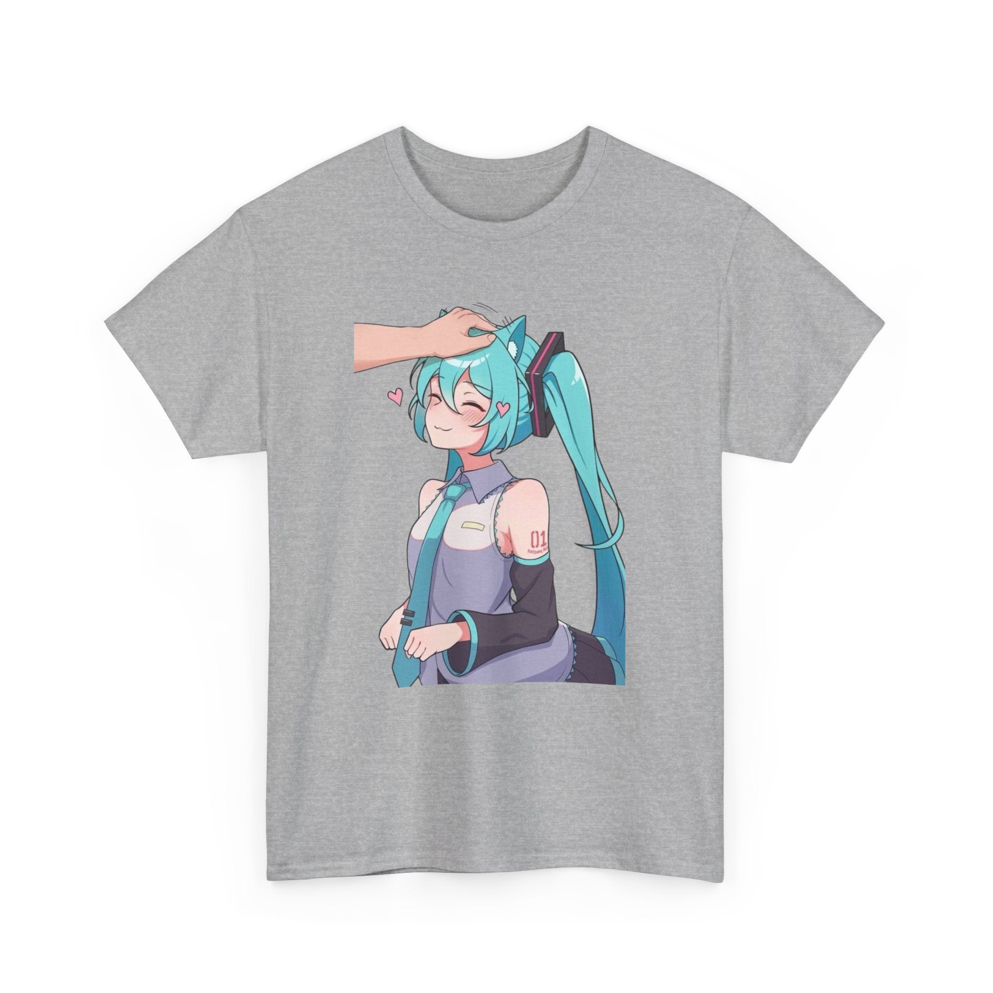 Hatsune Miku Headpat Smiling Catgirl Heavy Cotton Tee