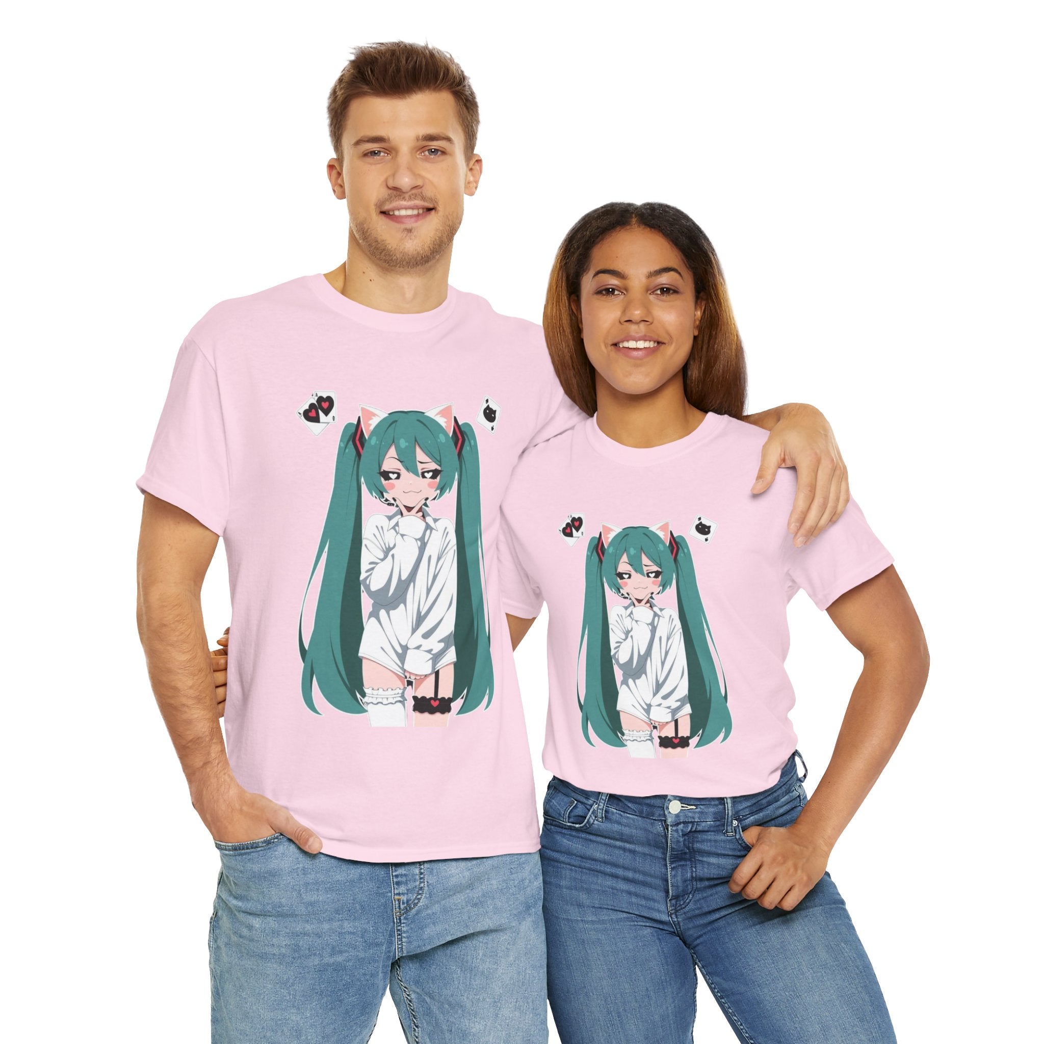 Hatsune Miku Catgirl Cute Anime Unisex Heavy Cotton Tee