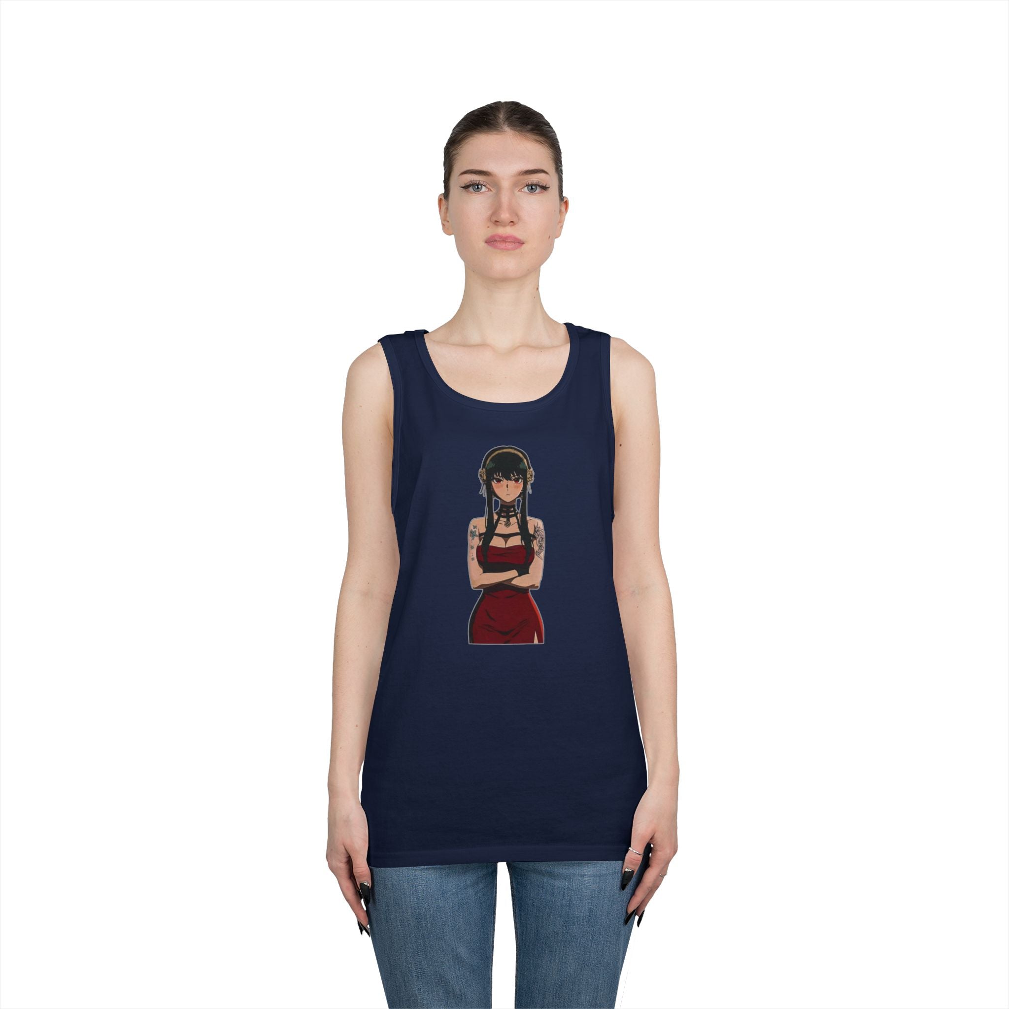 Yor Forger Elegant Tattooed Anime Heavy Cotton Tank Top