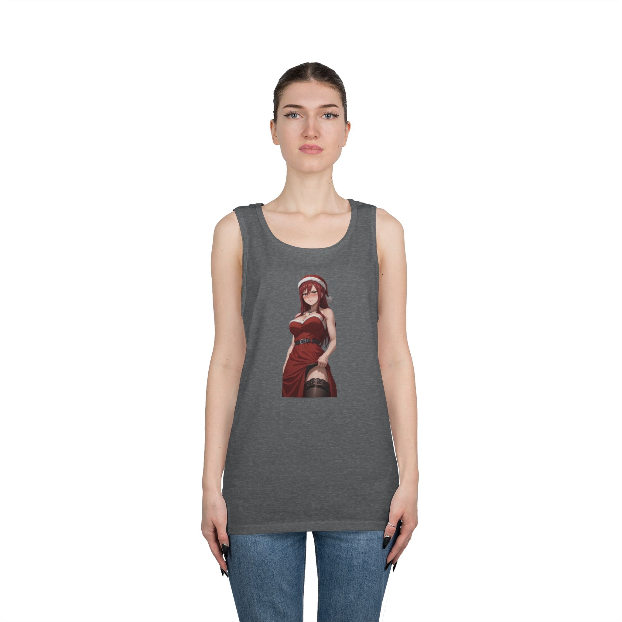 Ezra Scarlet Christmas Themed Angry Anime Heavy Cotton Tank Top