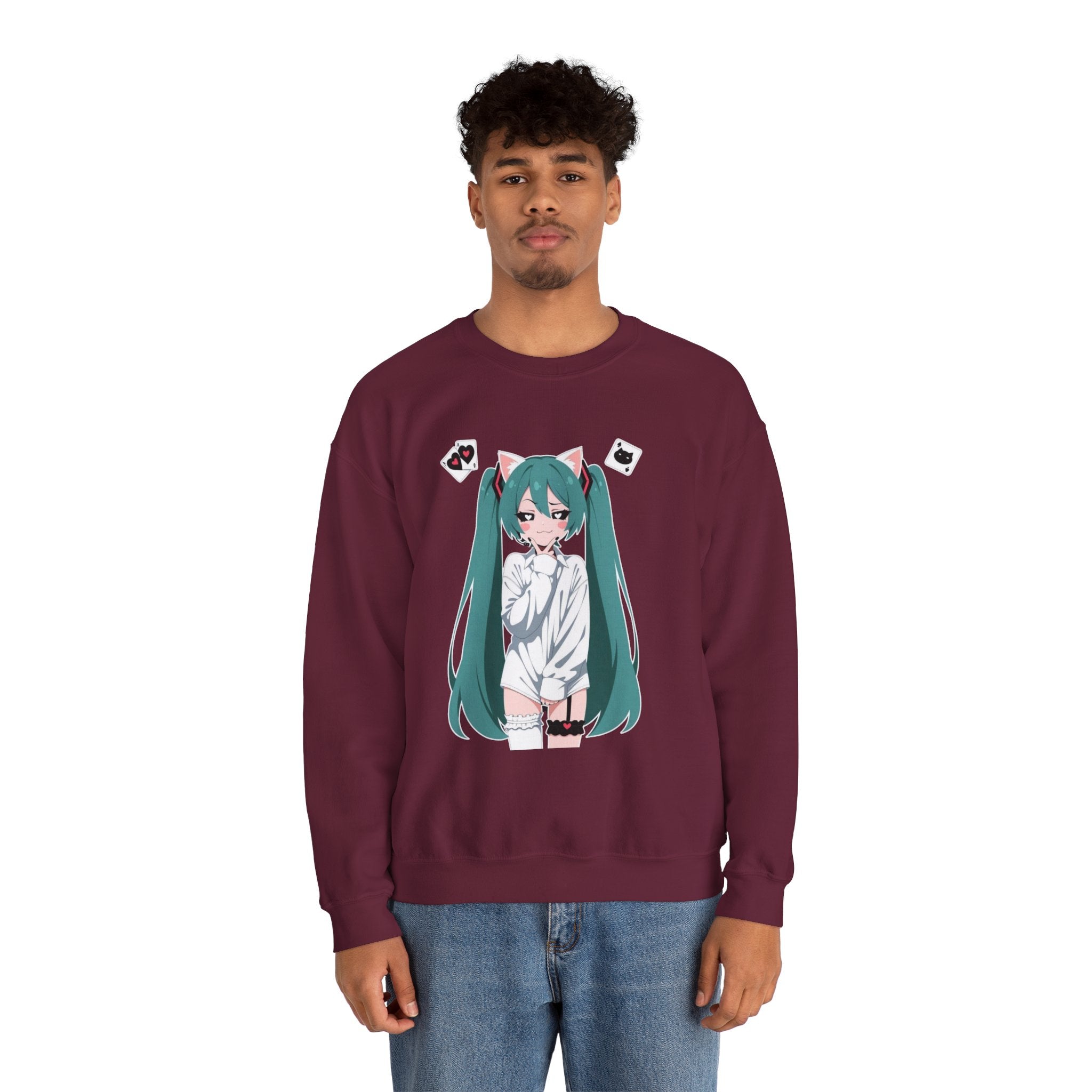 Hatsune Miku Catgirl Cute Unisex Heavy Blend™ Crewneck Sweatshirt