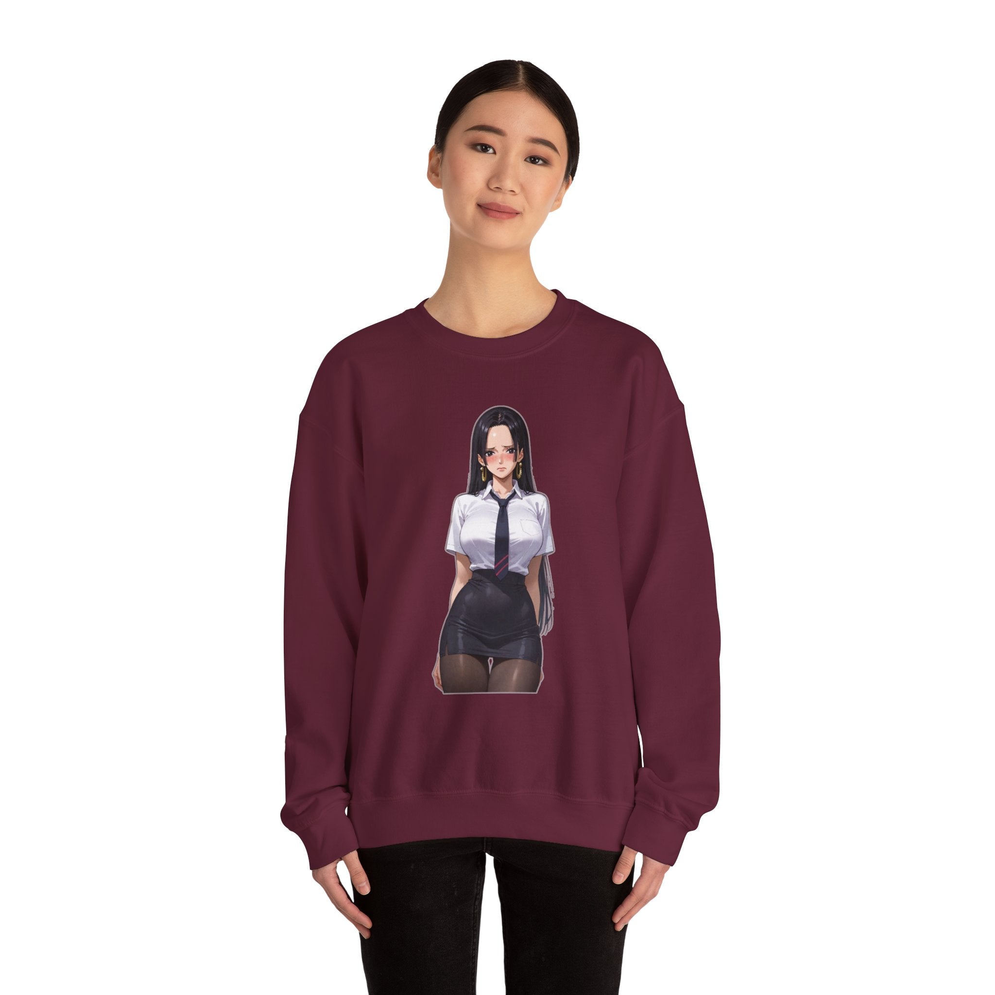 Nico Robin Office Lady Blushing Anime Unisex Heavy Blend™ Crewneck Sweatshirt