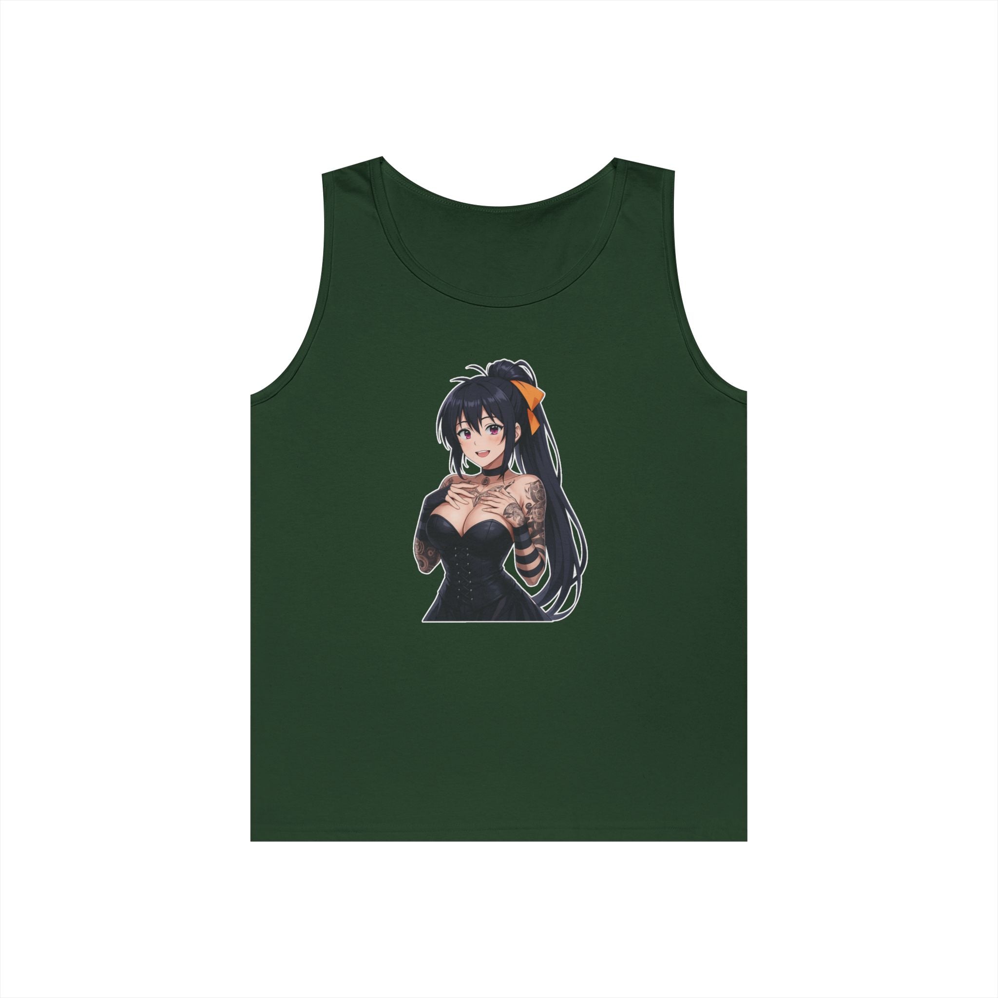 Gothic Style Akeno Himejima Tattoed Waifu Heavy Cotton Tank Top