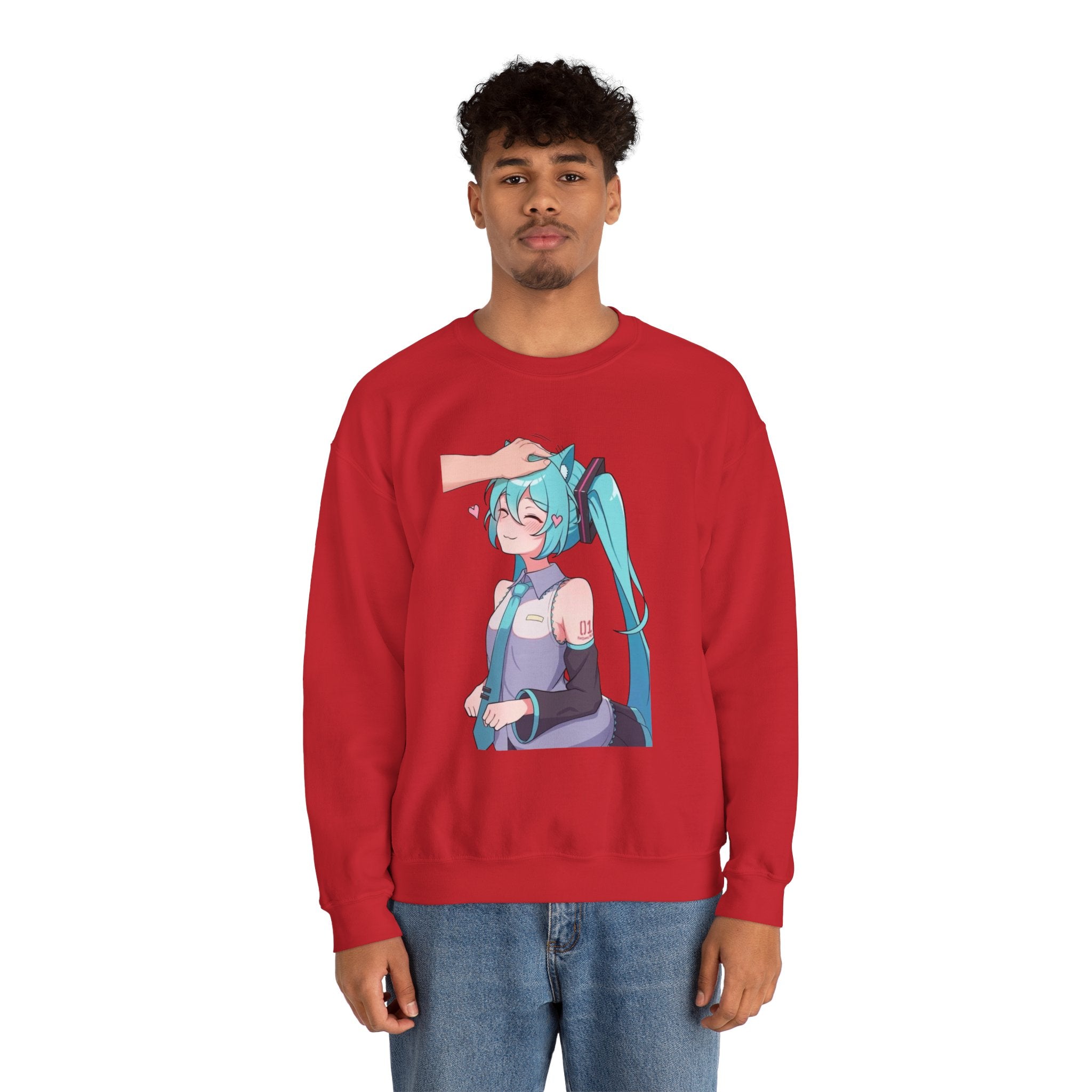 Hatsune Miku Headpat Smiling Catgirl Unisex Heavy Blend™ Crewneck Sweatshirt