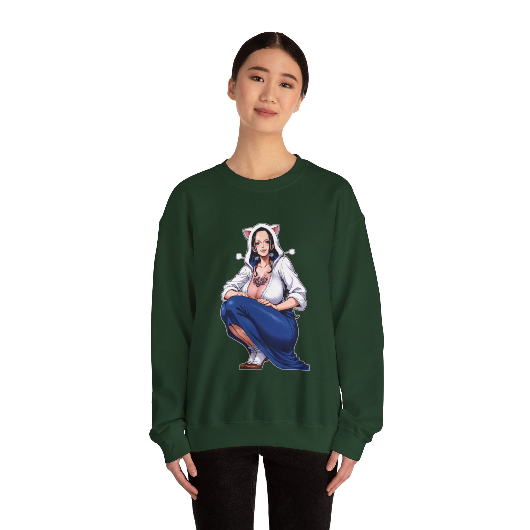 Nico Robin Catgirl Casual Anime Unisex Heavy Blend™ Crewneck Sweatshirt