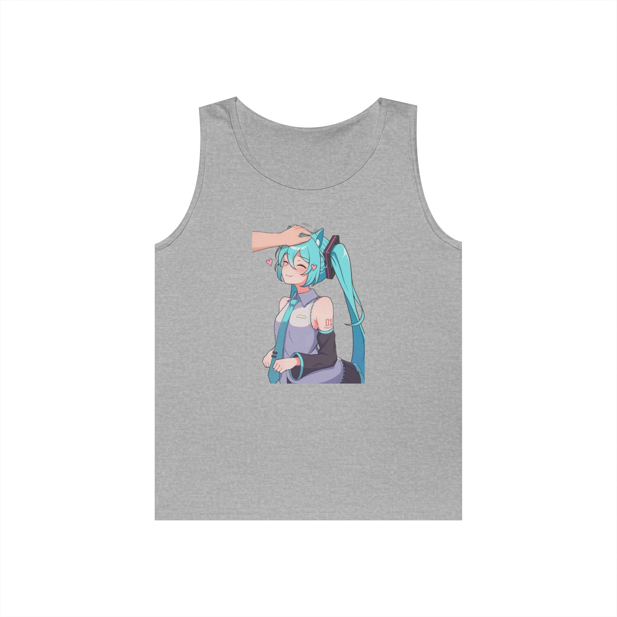Hatsune Miku Headpat Smiling Catgirl Heavy Cotton Tank Top