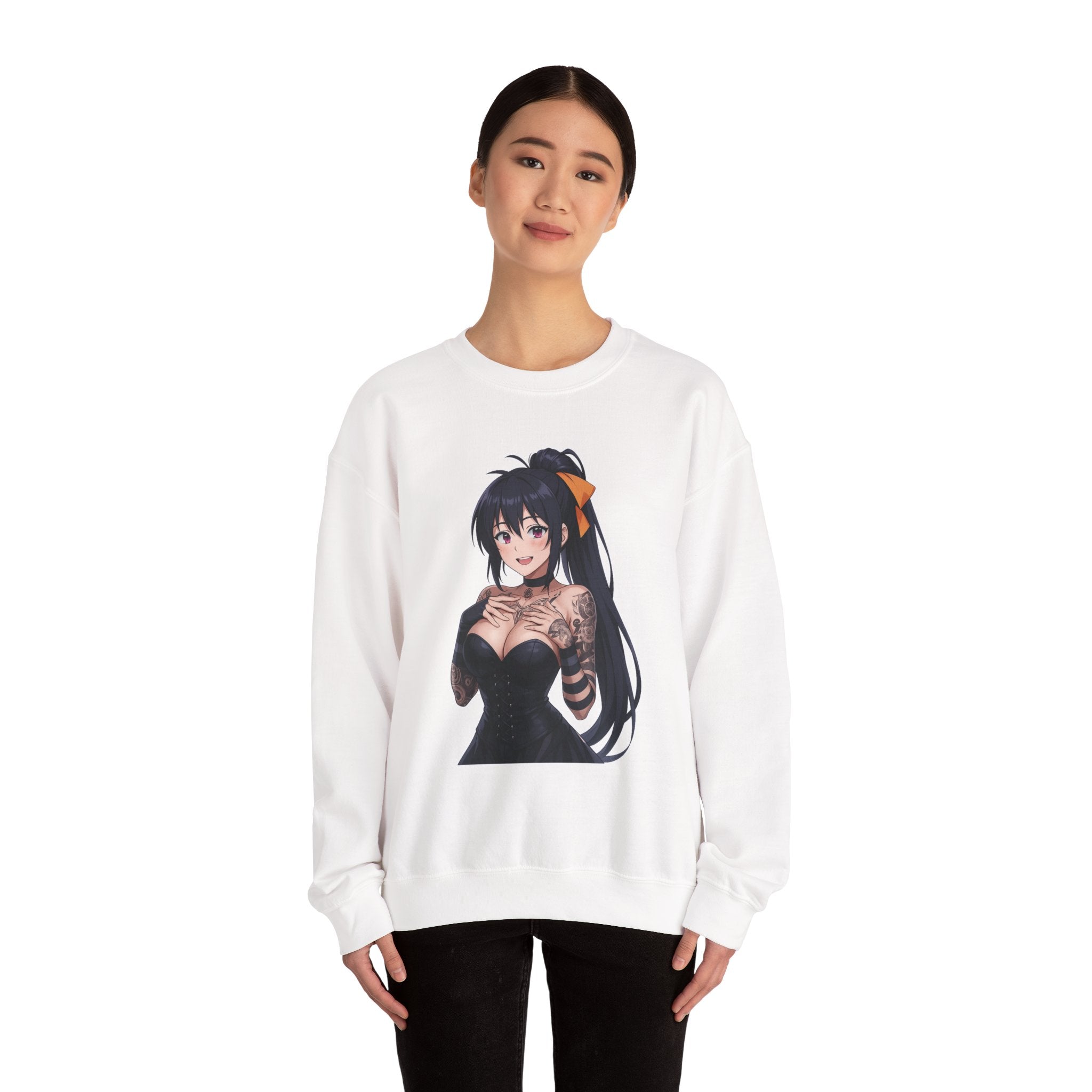 Gothic Style Akeno Himejima Tattoed Waifu Unisex Heavy Blend™ Crewneck Sweatshirt