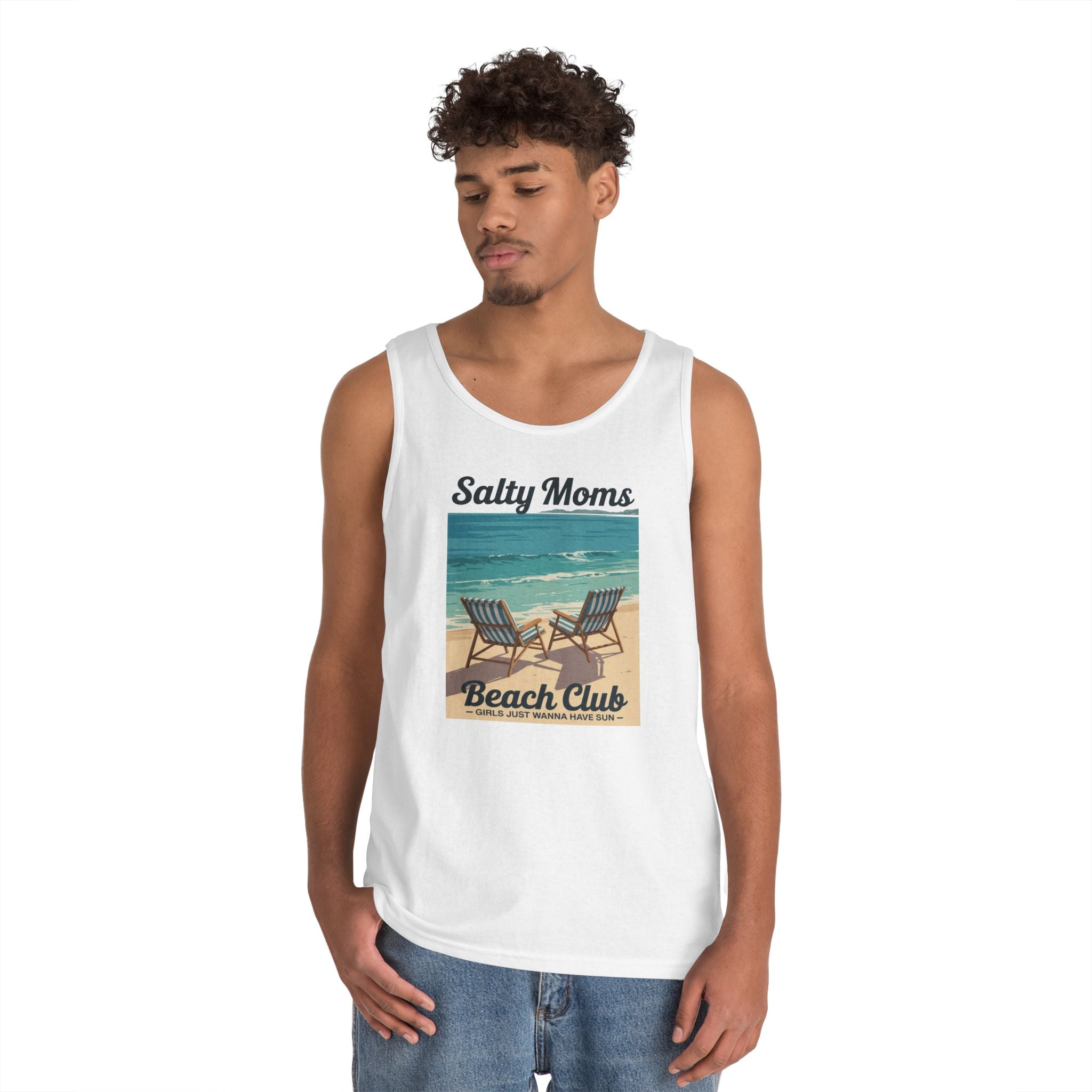Salty Moms Beach Club Unisex Heavy Cotton Tank Top