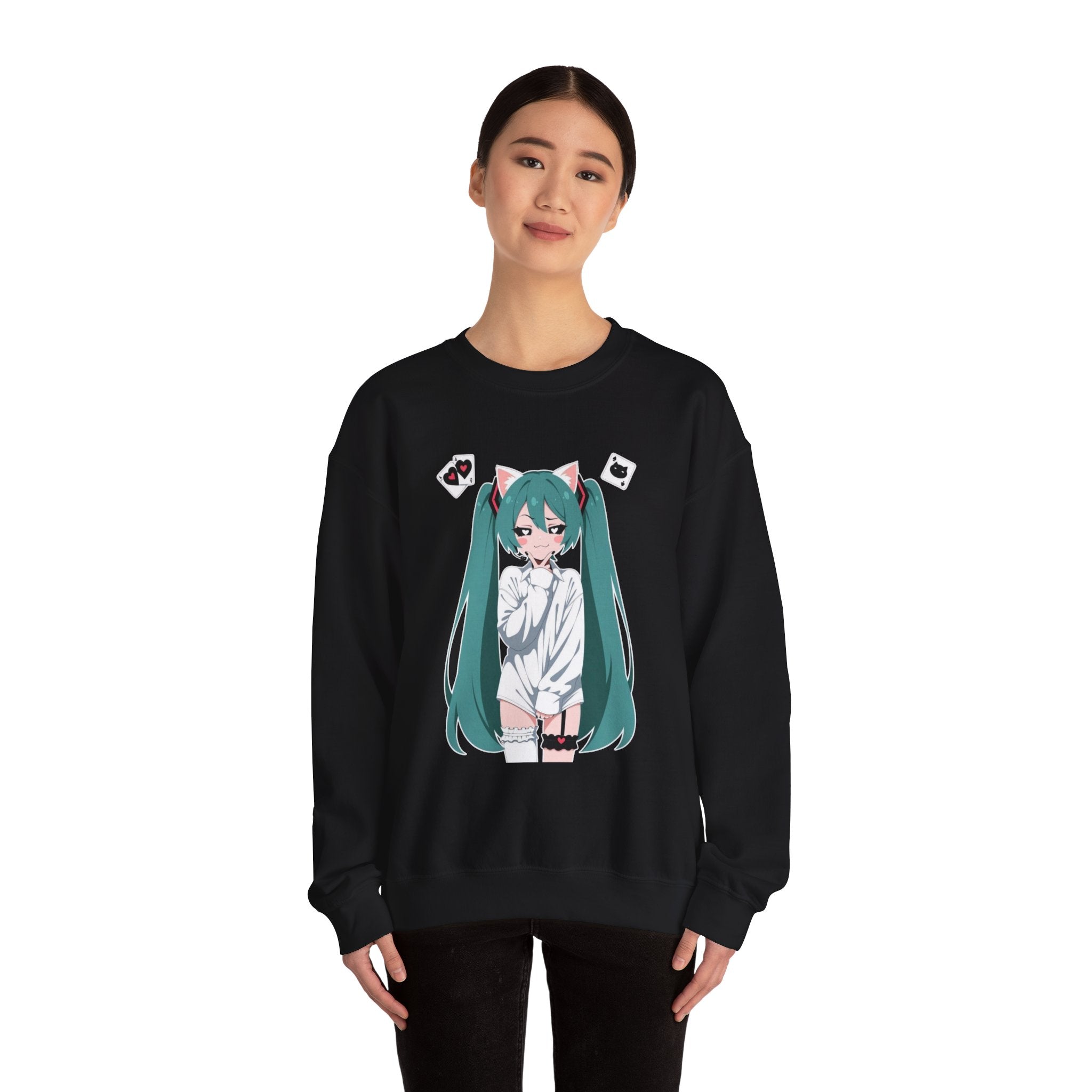 Hatsune Miku Catgirl Cute Unisex Heavy Blend™ Crewneck Sweatshirt