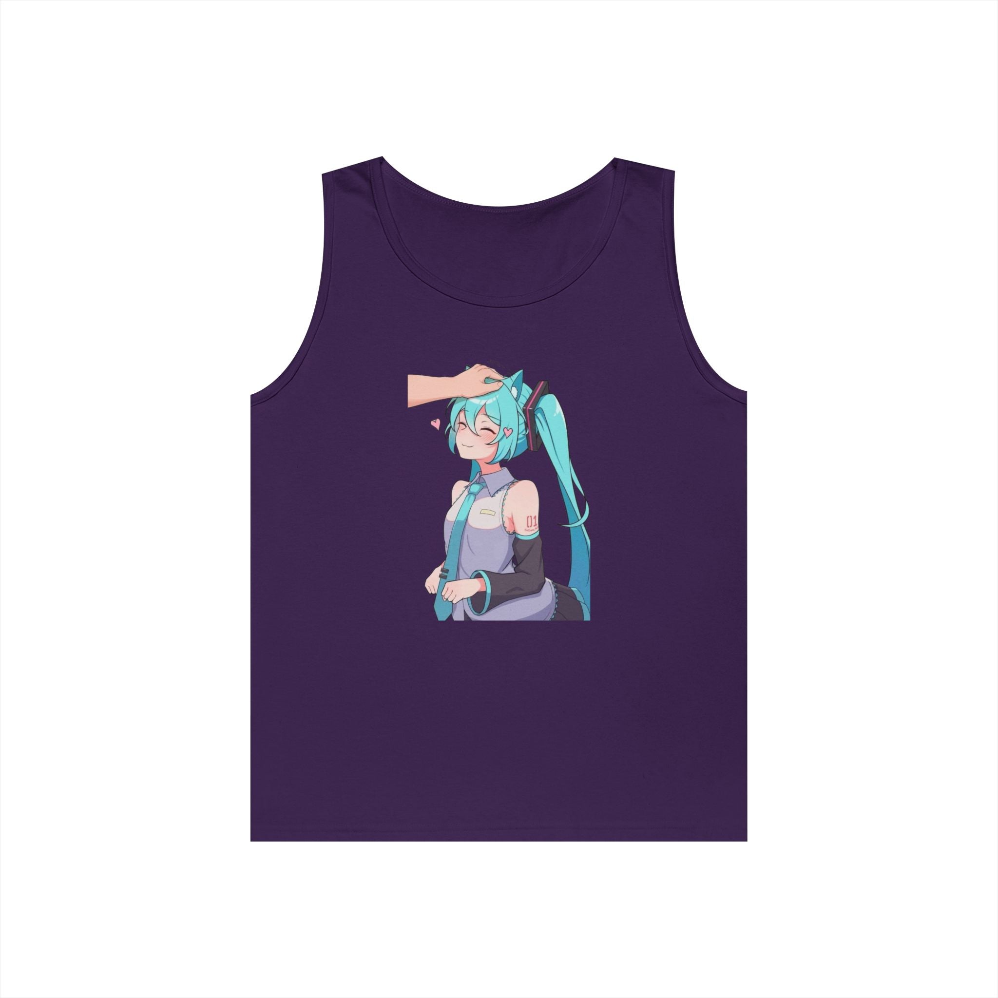 Hatsune Miku Headpat Smiling Catgirl Heavy Cotton Tank Top